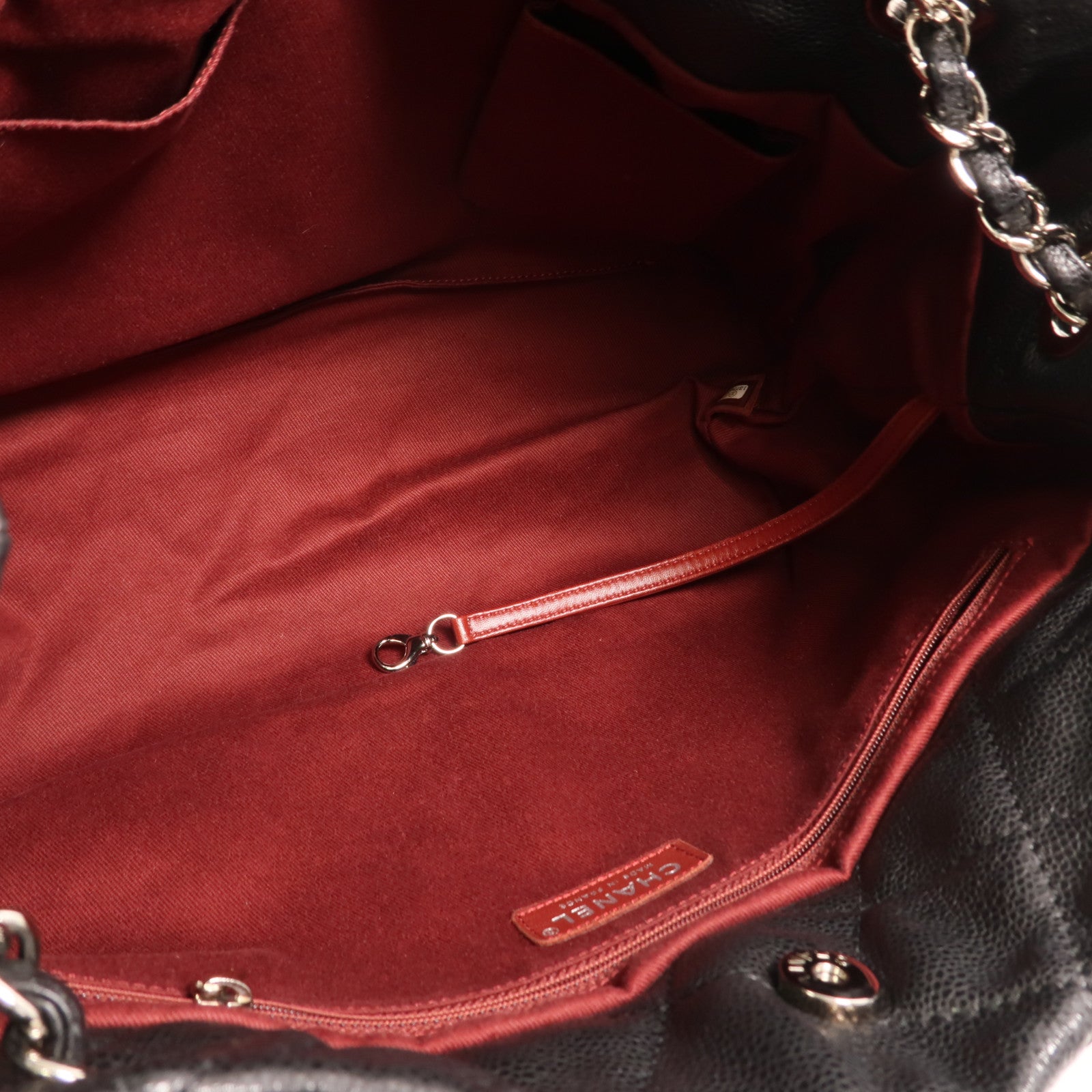 CHANEL 牛皮皮革Chain Shoulder Bag銀扣鏈帶肩背袋