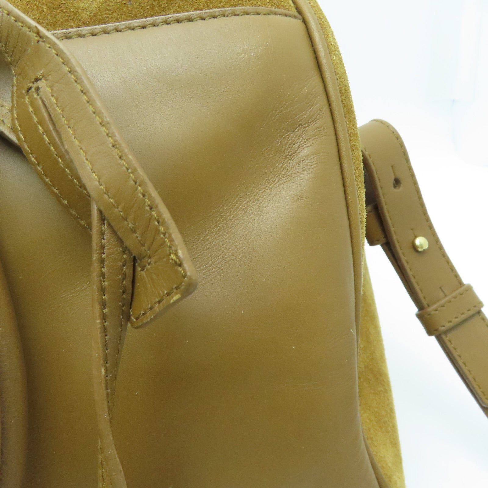 SAINT LAURENT 麂皮皮革2way Shoulder金扣手挽肩背两用袋啡色