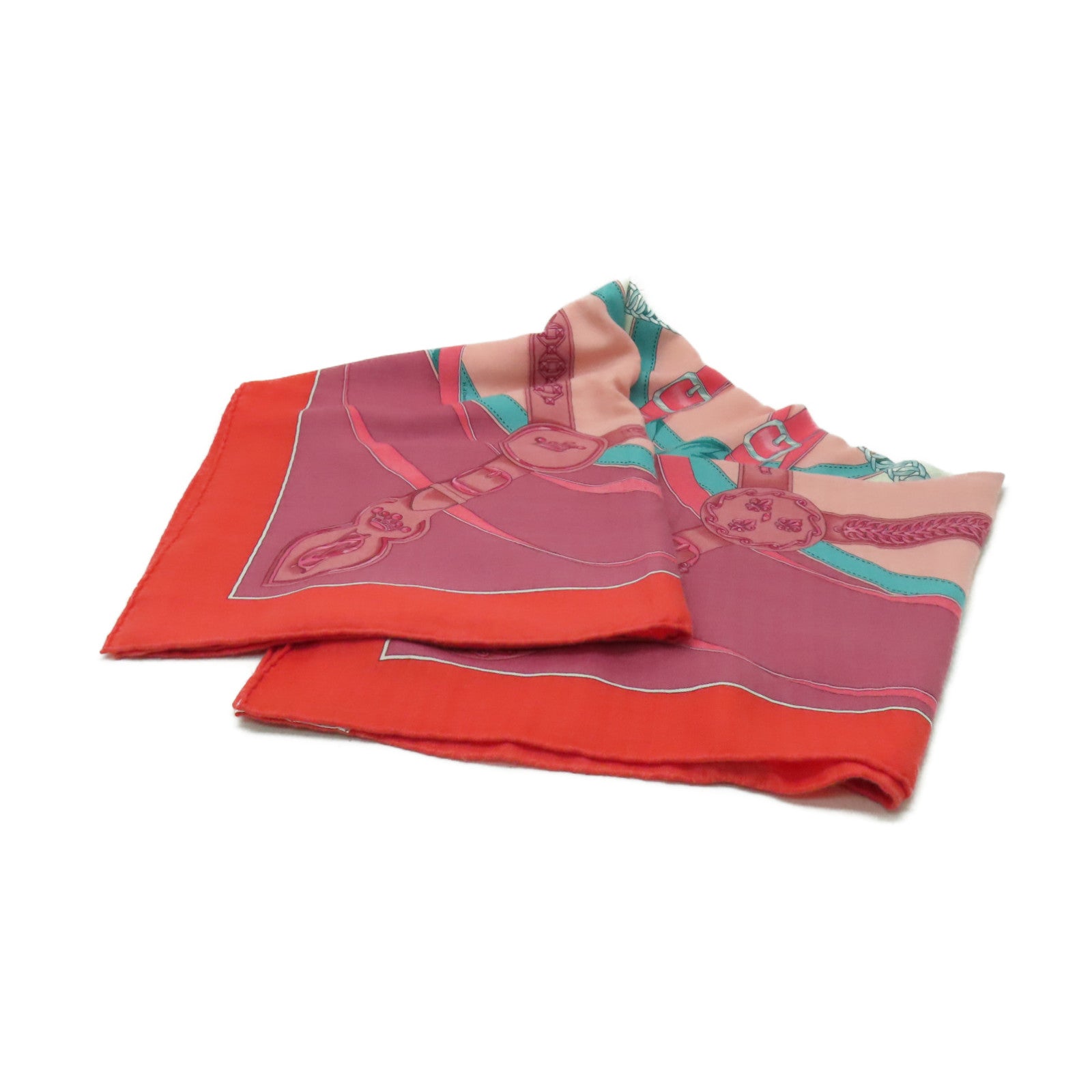 HERMES 【激減優惠】羊絨/絲質Shawl 140x140cm披肩紅色/粉紅色/綠色