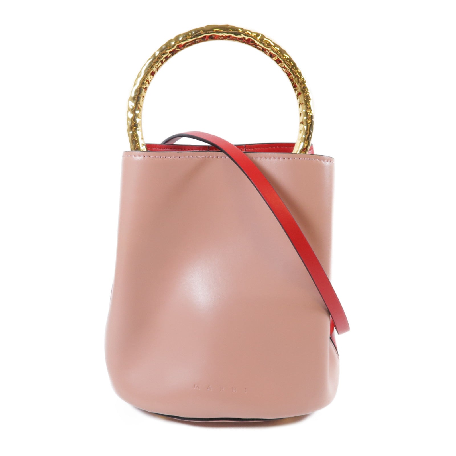SELECTION **【激減優惠】牛皮皮革2 Way Shoulder Bag金扣手挽肩背兩用袋粉紅色/紅色