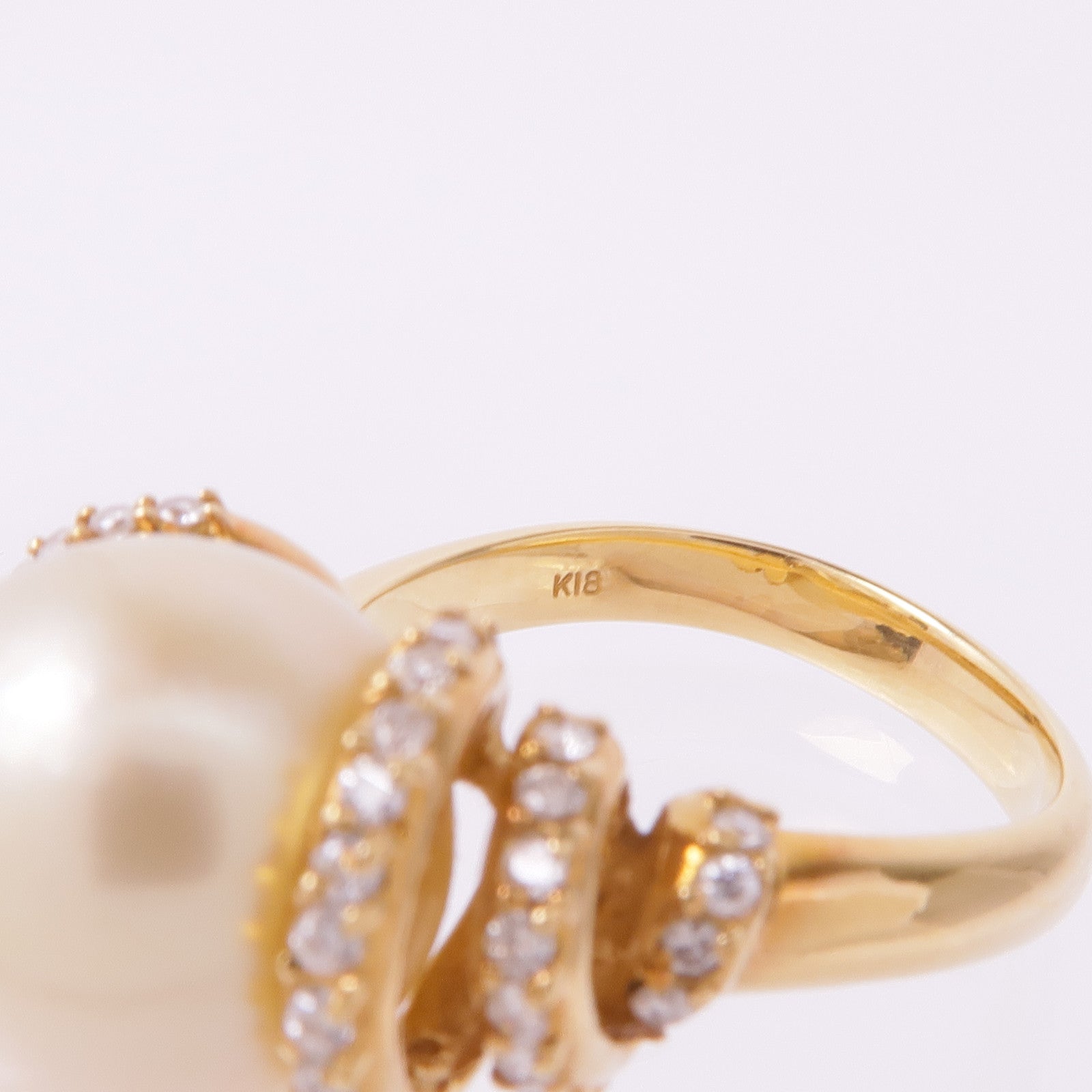 JEWELRY 18K黃金Pearl Diamond Ring珍珠/鑽石戒指US#6.5