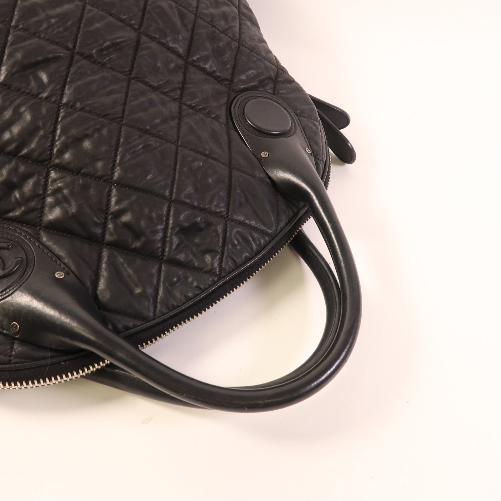 CHANEL 尼龍2 Way Bag銀扣手挽肩背兩用袋