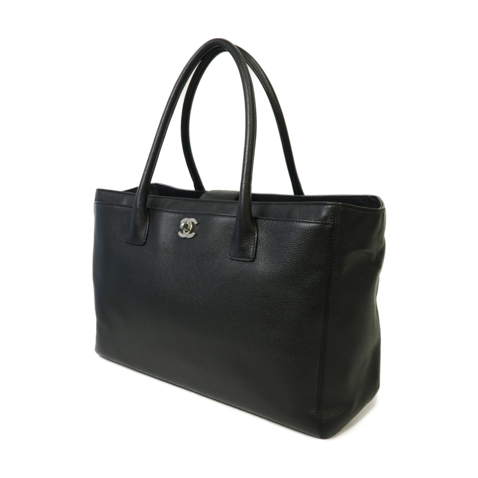 CHANEL 【激減優惠】牛皮皮革Executive Cerf Tote Bag銀扣手挽袋黑色