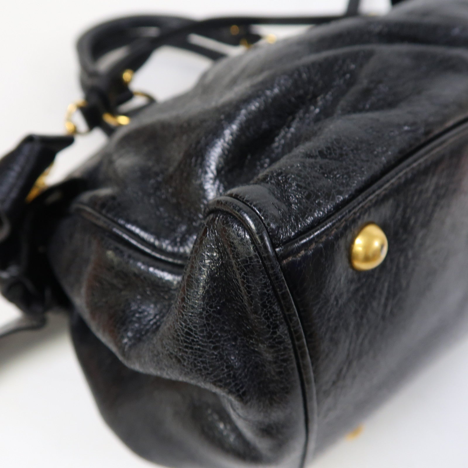 Miu Miu 牛皮皮革2 Way Shoulder金扣手挽肩背兩用袋黑色