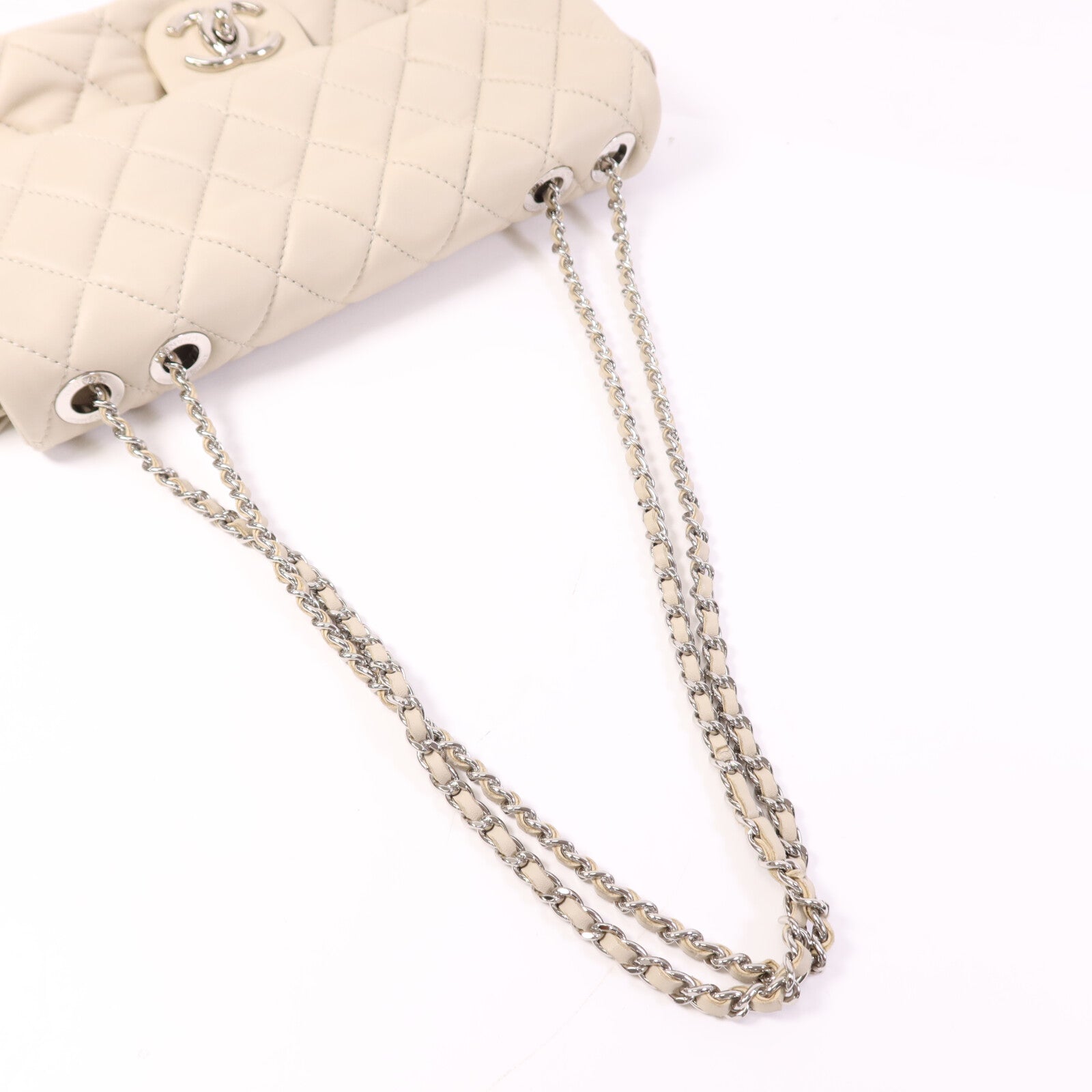 CHANEL 牛皮皮革CoCo Rain Flap銀扣鏈帶肩背袋
