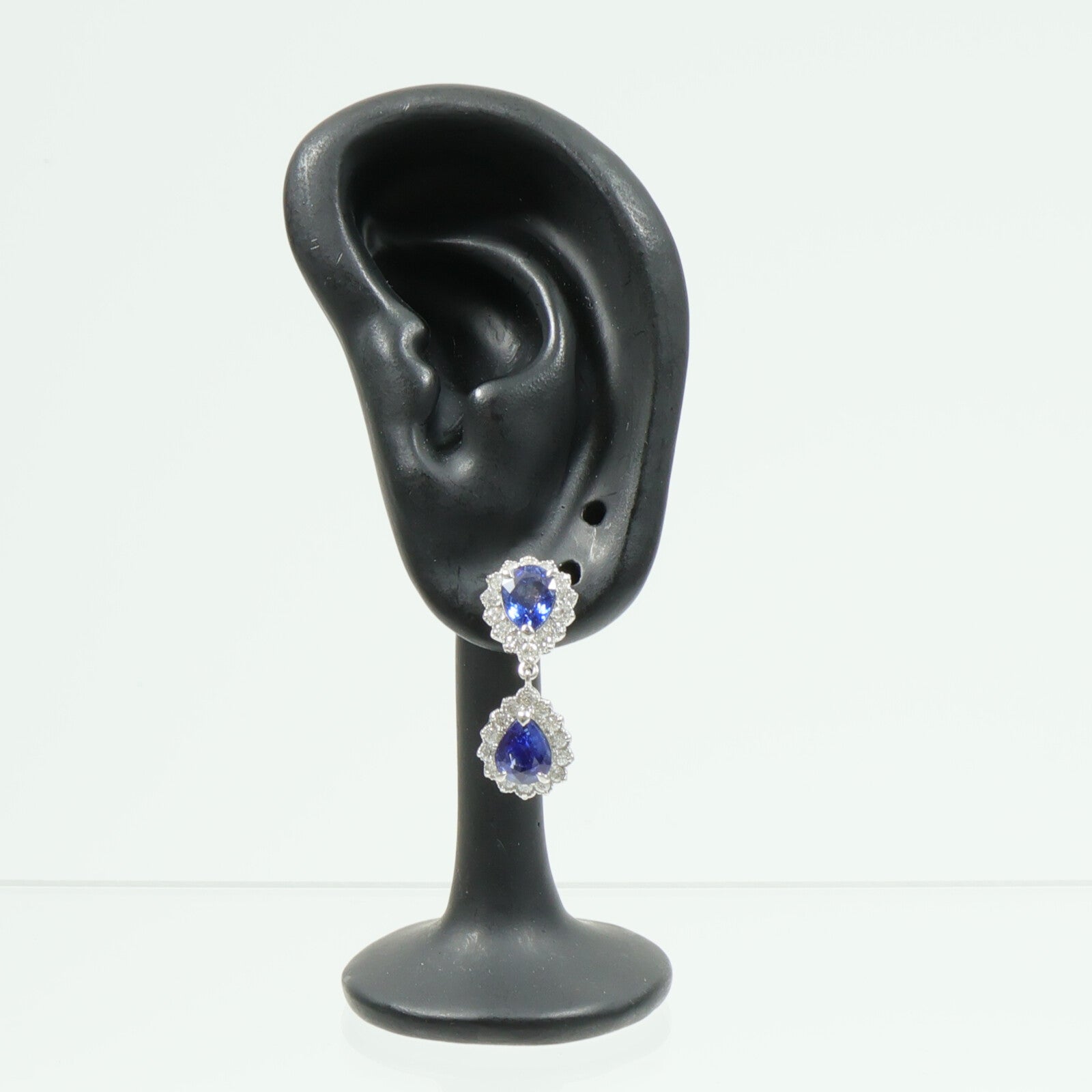 JEWELRY PT950鉑金Sapphire Diamond Earrings藍寶石/鑽石耳環