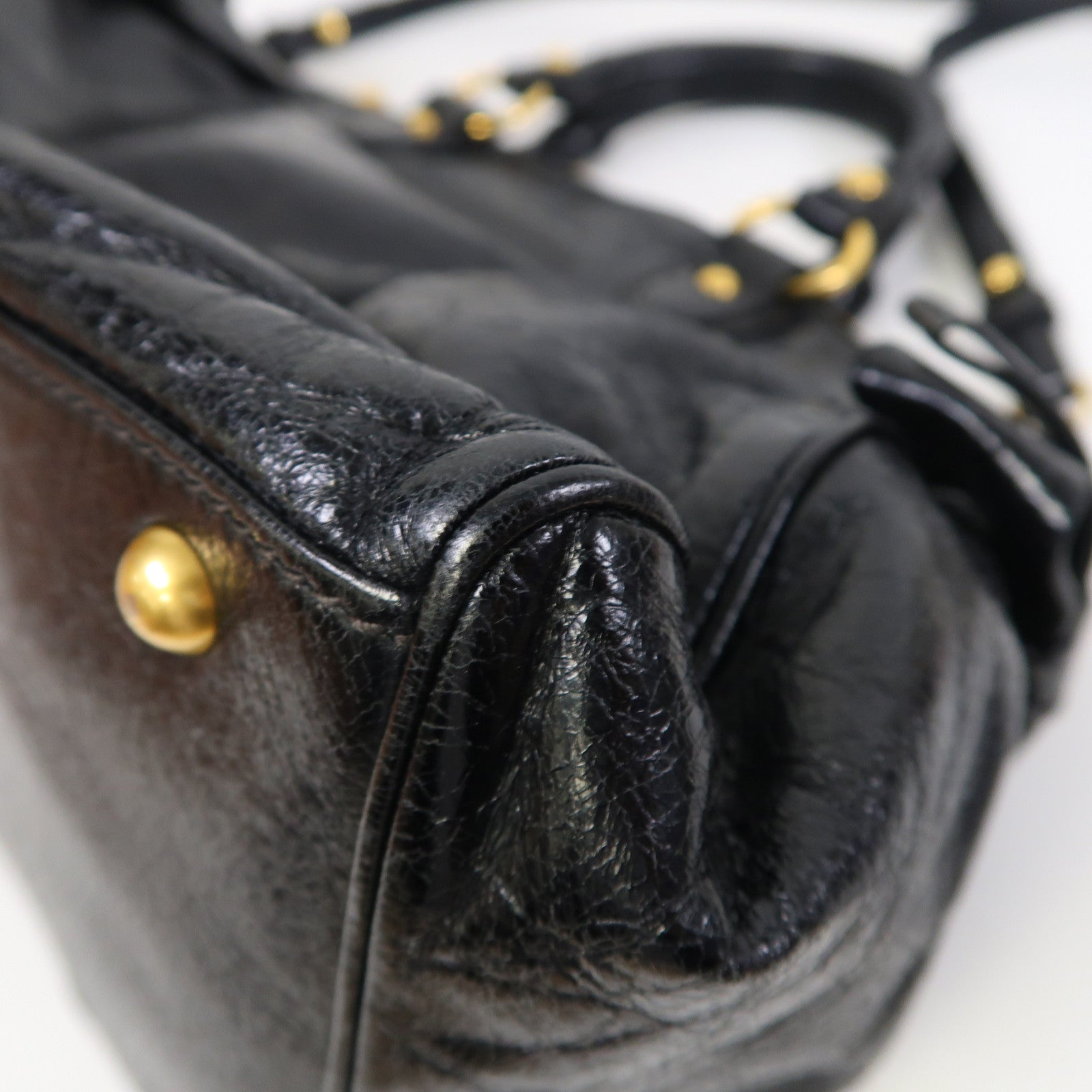 Miu Miu 牛皮皮革2 Way Shoulder金扣手挽肩背兩用袋黑色