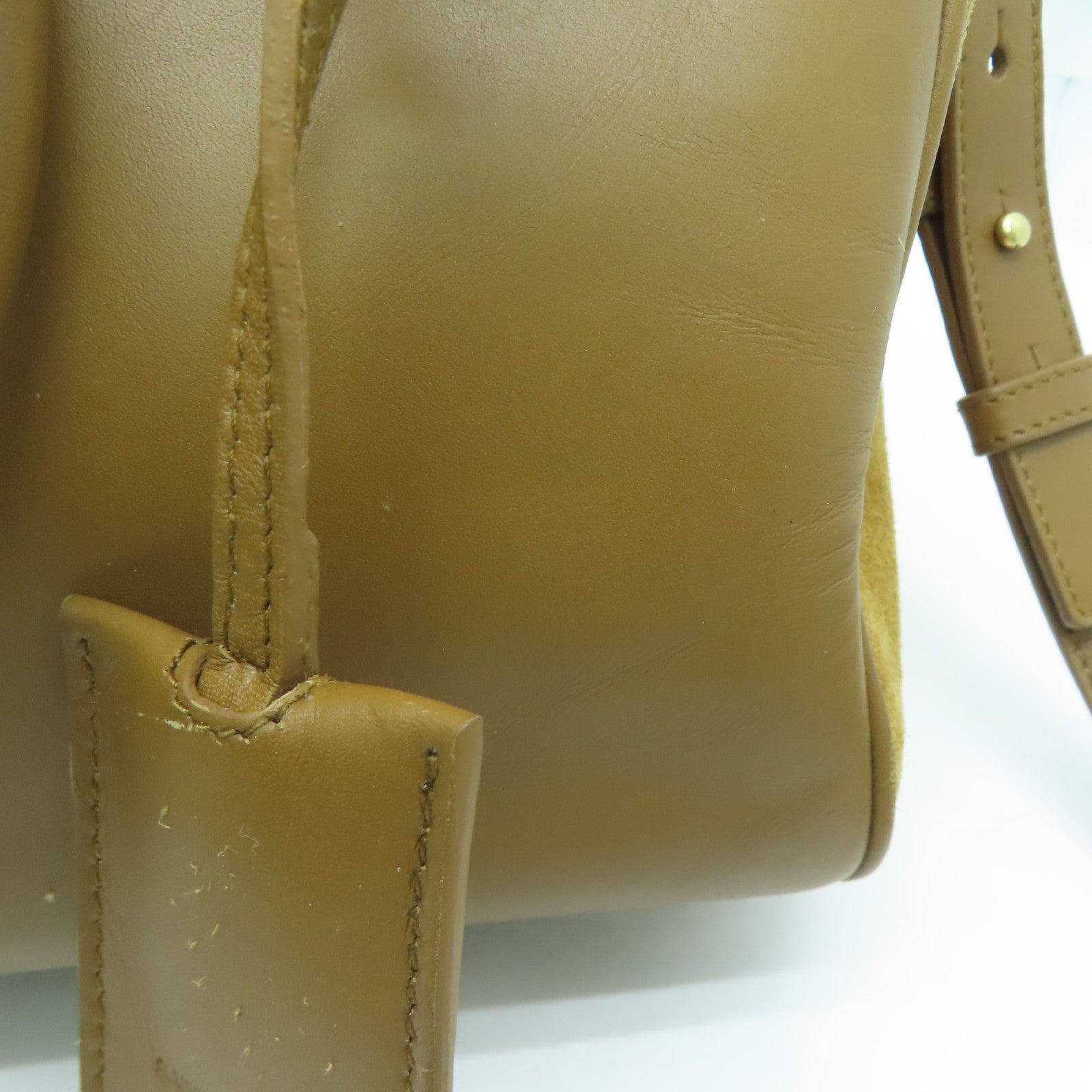 SAINT LAURENT 麂皮皮革2way Shoulder金扣手挽肩背两用袋啡色