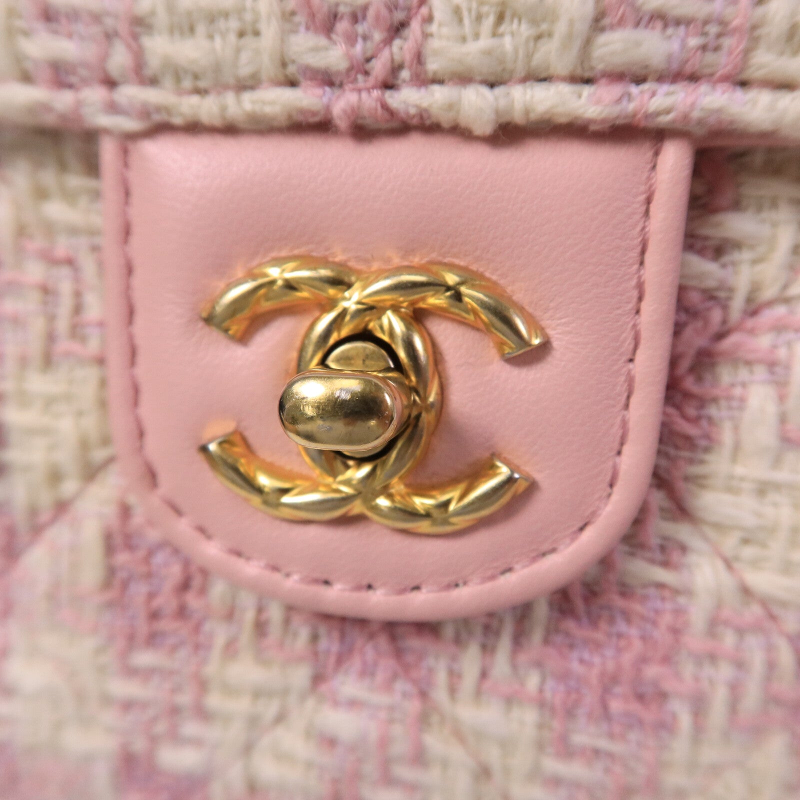 CHANEL 羊皮皮革/粗花呢Vanity Case鏈帶手挽肩背兩用袋