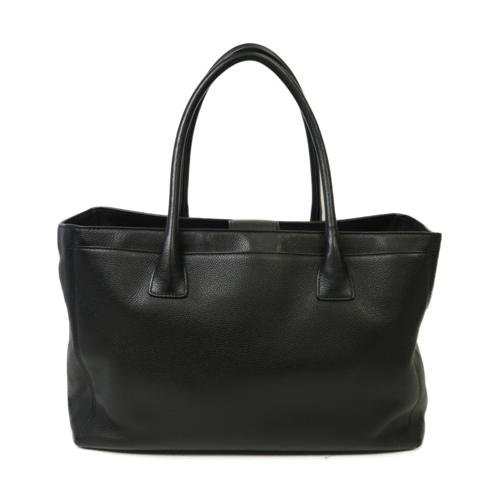 CHANEL 【激減優惠】牛皮皮革Executive Cerf Tote Bag銀扣手挽袋黑色