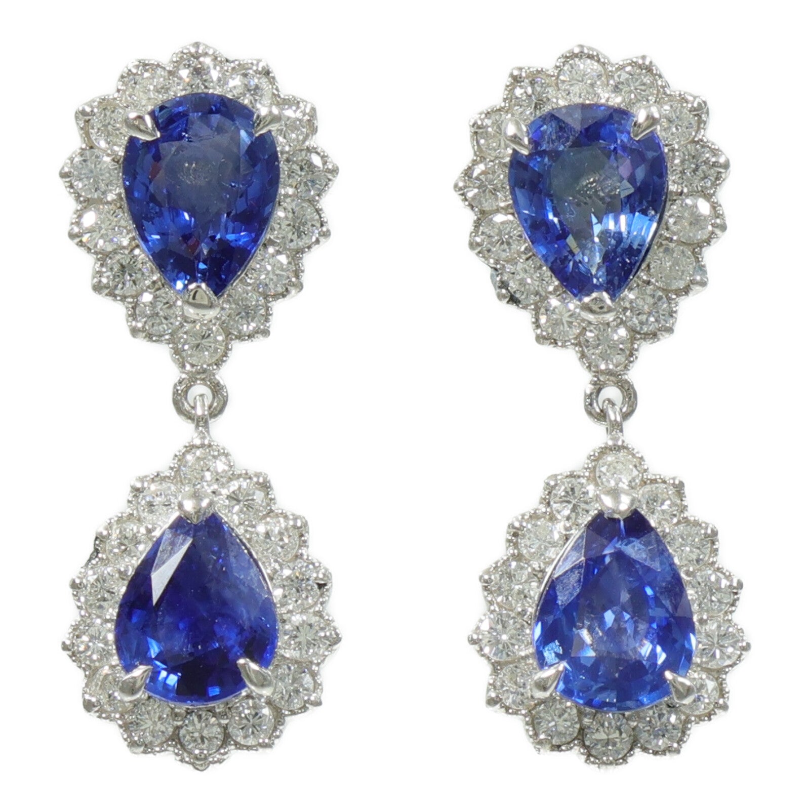 JEWELRY PT950鉑金Sapphire Diamond Earrings藍寶石/鑽石耳環