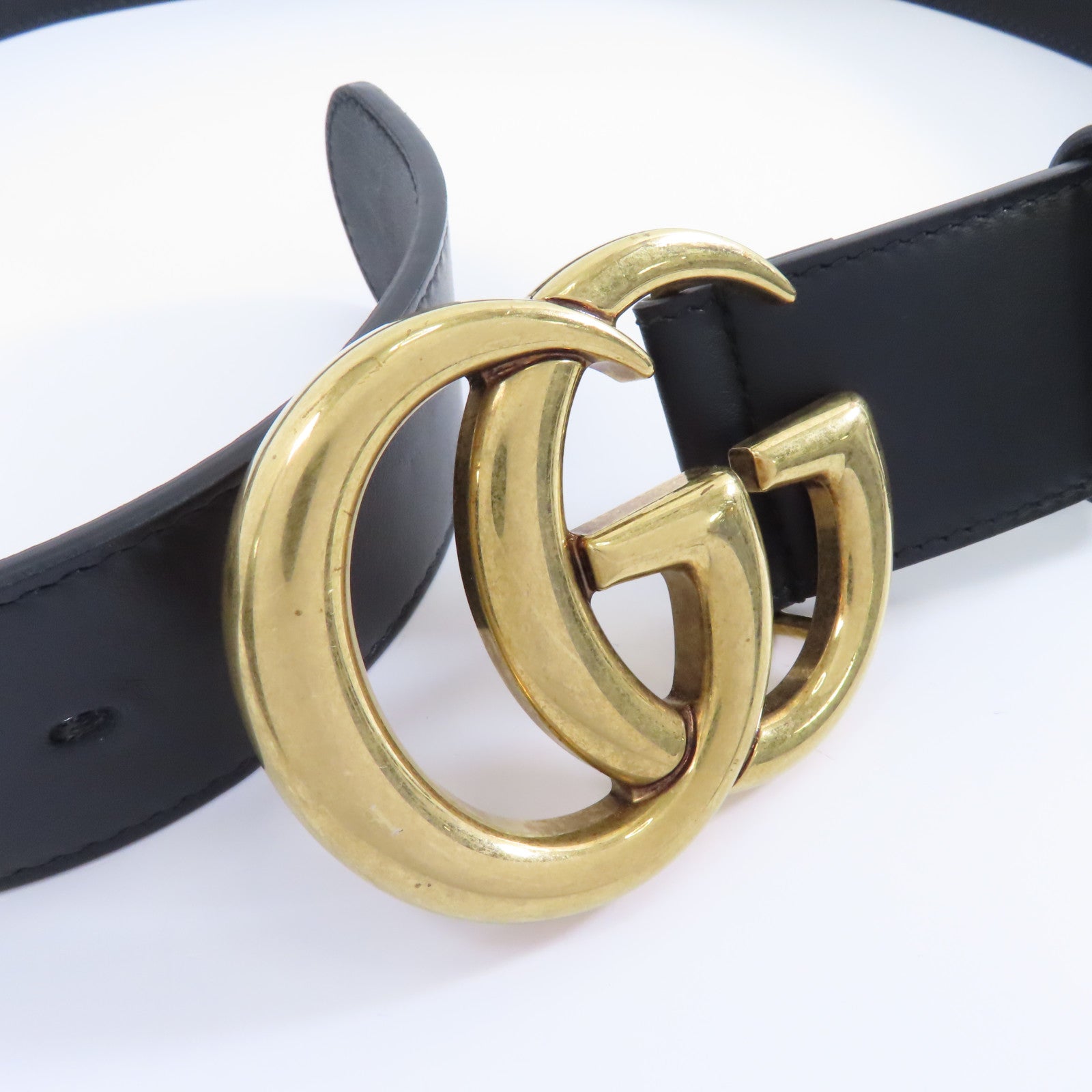 GUCCI PVC Belt 90cm金扣皮帶棕色
