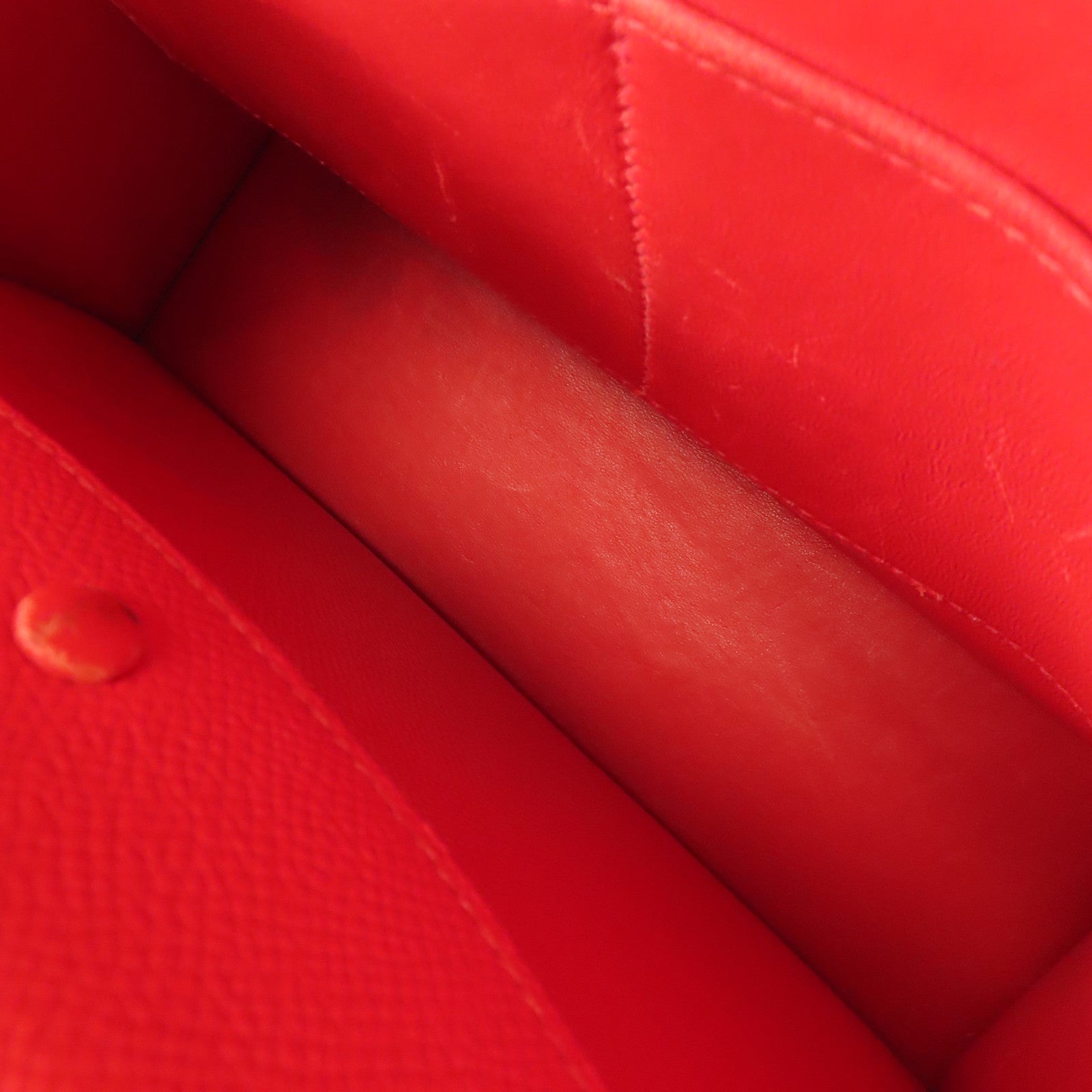 HERMES Epsom皮革Verrou 23銀扣肩背袋Rouge de Coeur