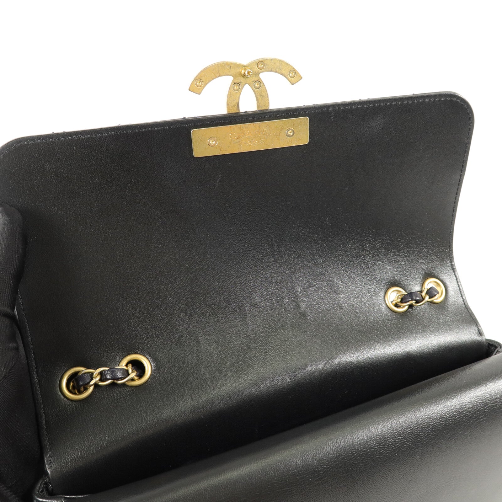 CHANEL 羊皮皮革CC Logo Flap鏈帶肩背袋