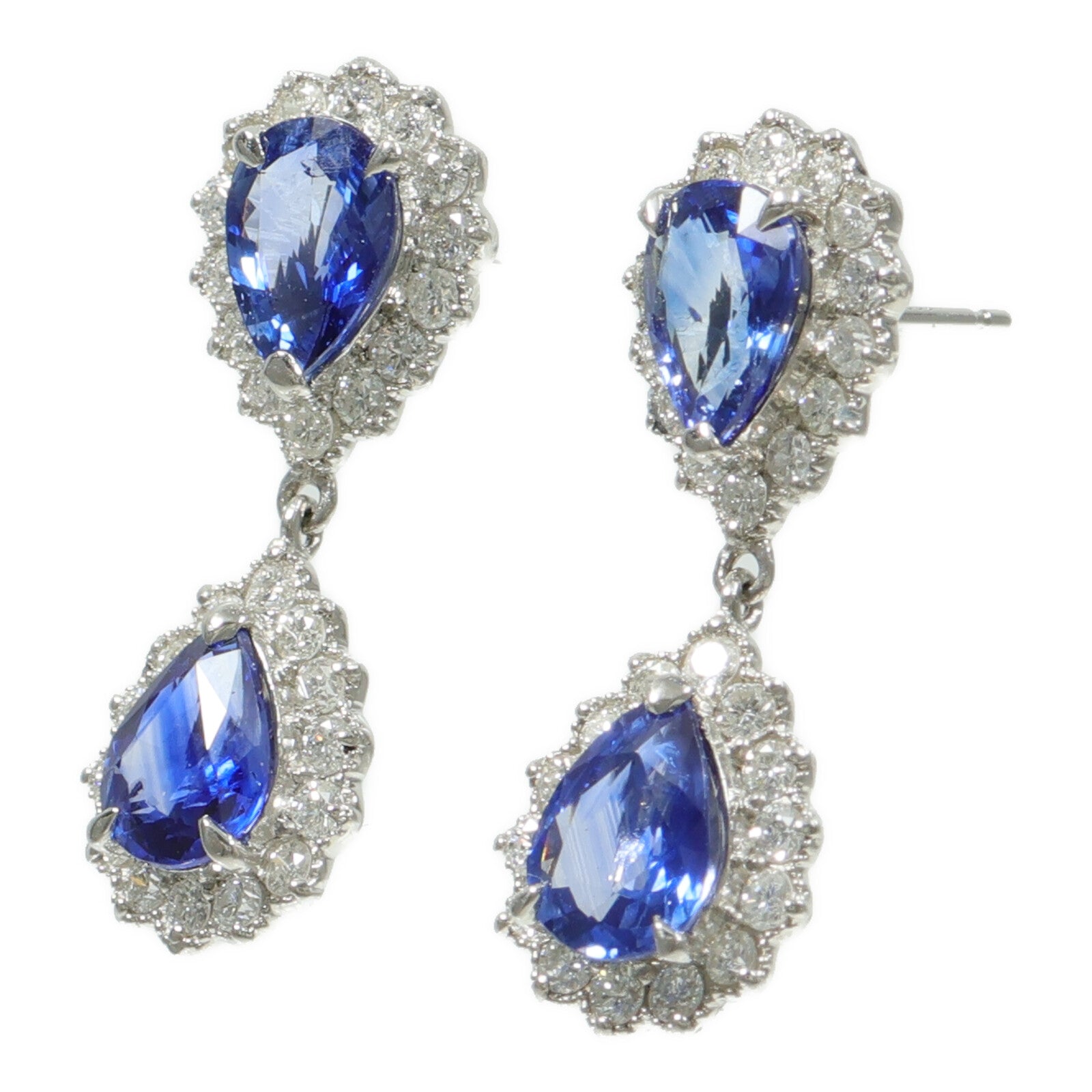 JEWELRY PT950鉑金Sapphire Diamond Earrings藍寶石/鑽石耳環