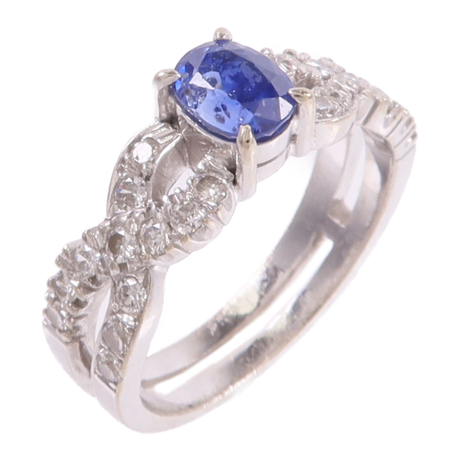 JEWELRY 14K白金Sapphire Diamond Ring藍寶石/鑽石戒指