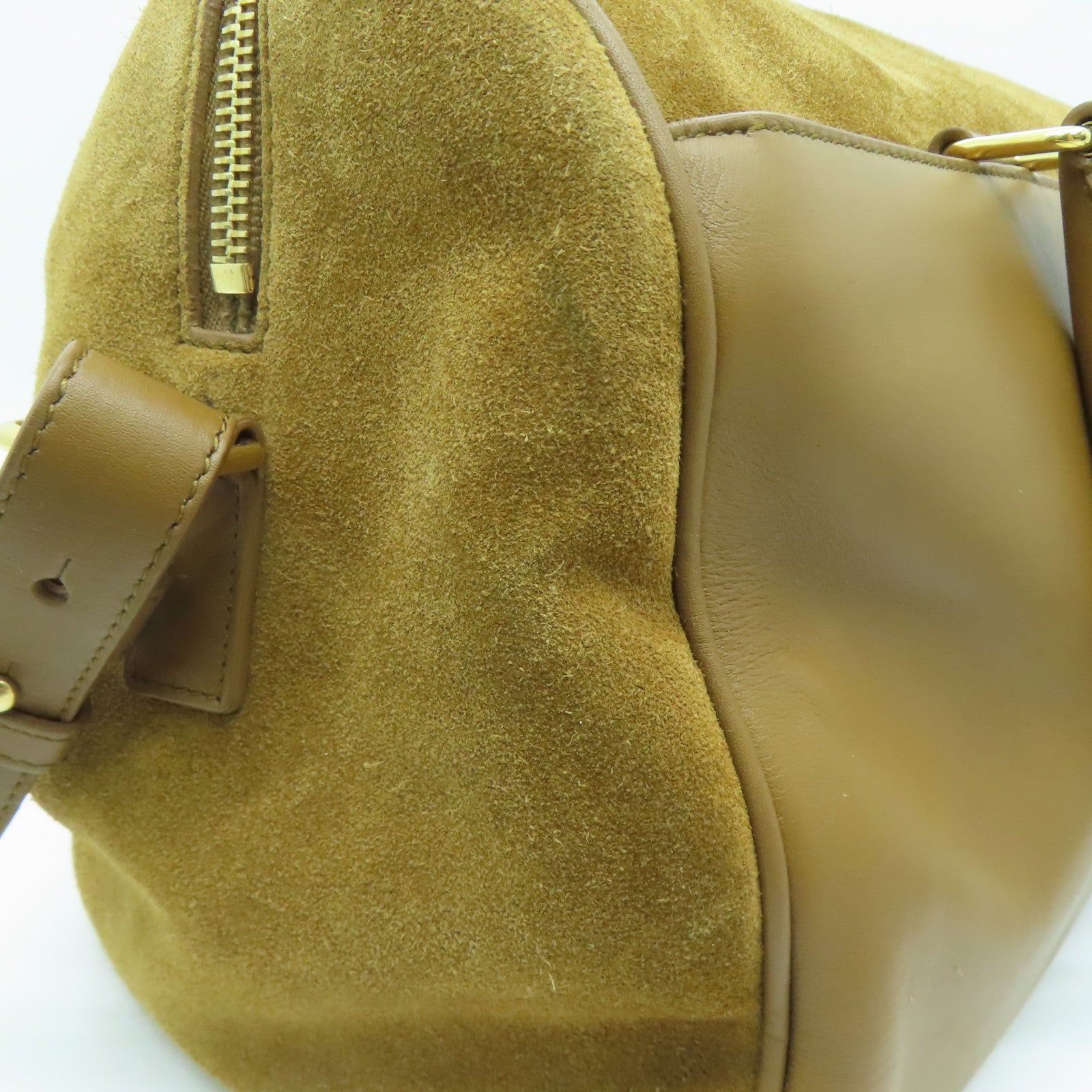 SAINT LAURENT 麂皮皮革2way Shoulder金扣手挽肩背两用袋啡色