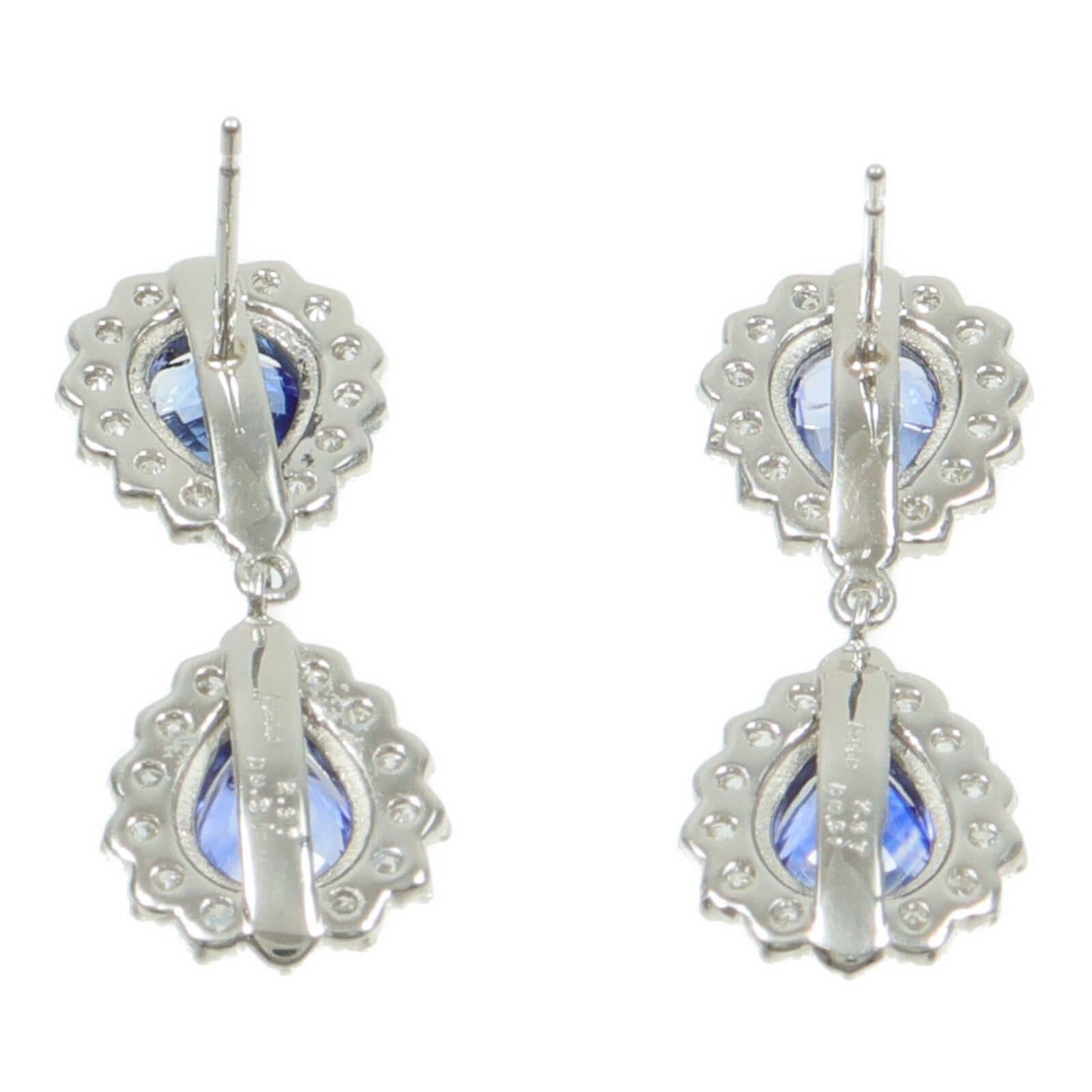 JEWELRY PT950鉑金Sapphire Diamond Earrings藍寶石/鑽石耳環