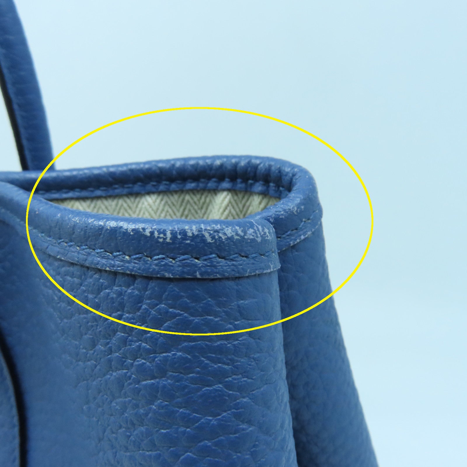 HERMES Negonda皮革Garden Party TPM銀扣手挽袋藍色