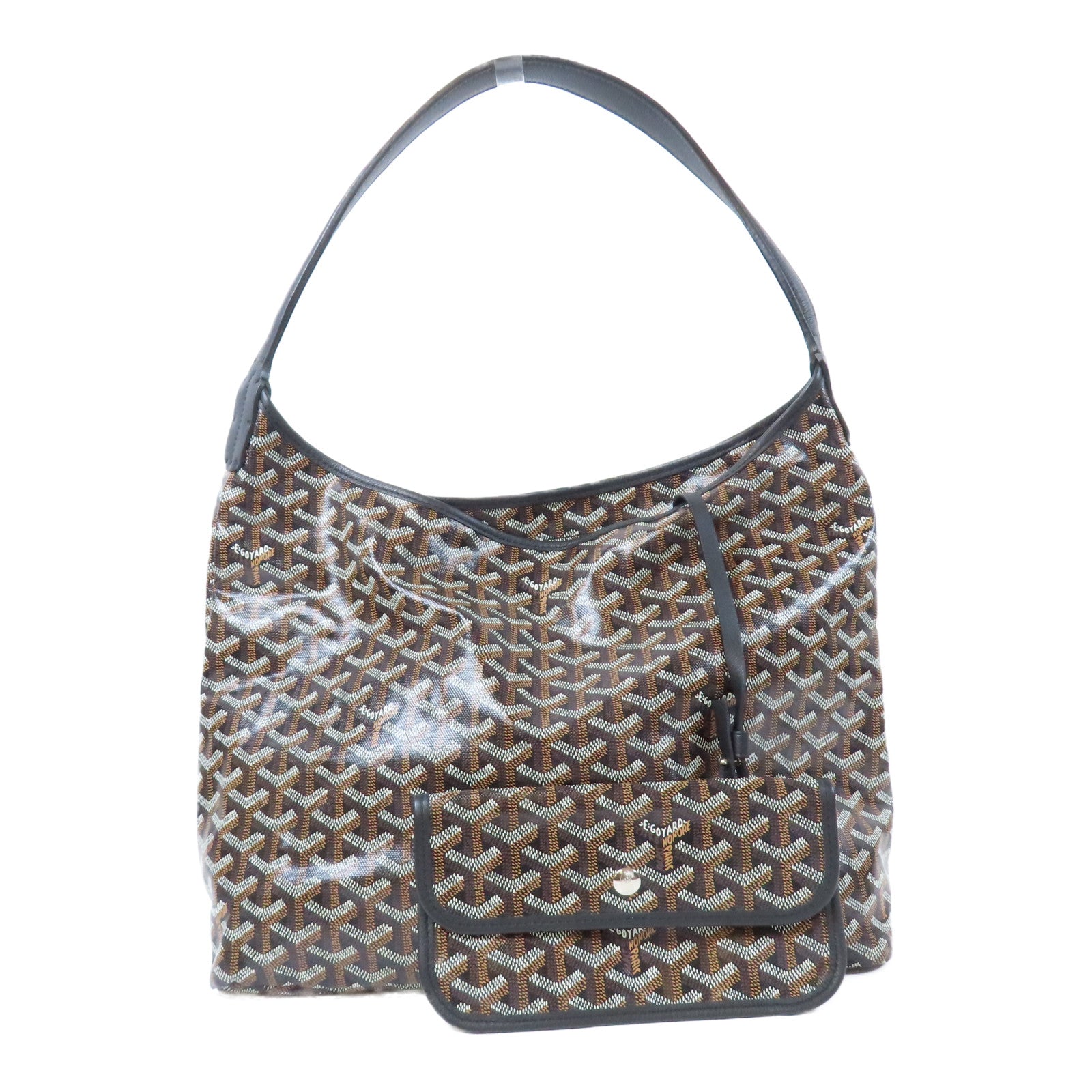 GOYARD 塗層帆布Boheme Hobo銀扣肩背袋黑色