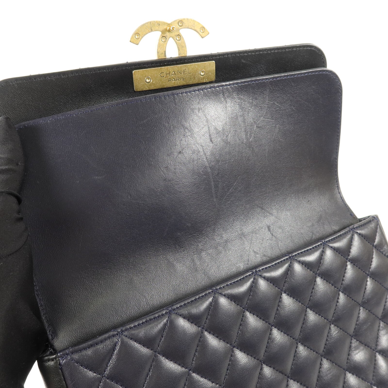 CHANEL 羊皮皮革CC Logo Flap鏈帶肩背袋