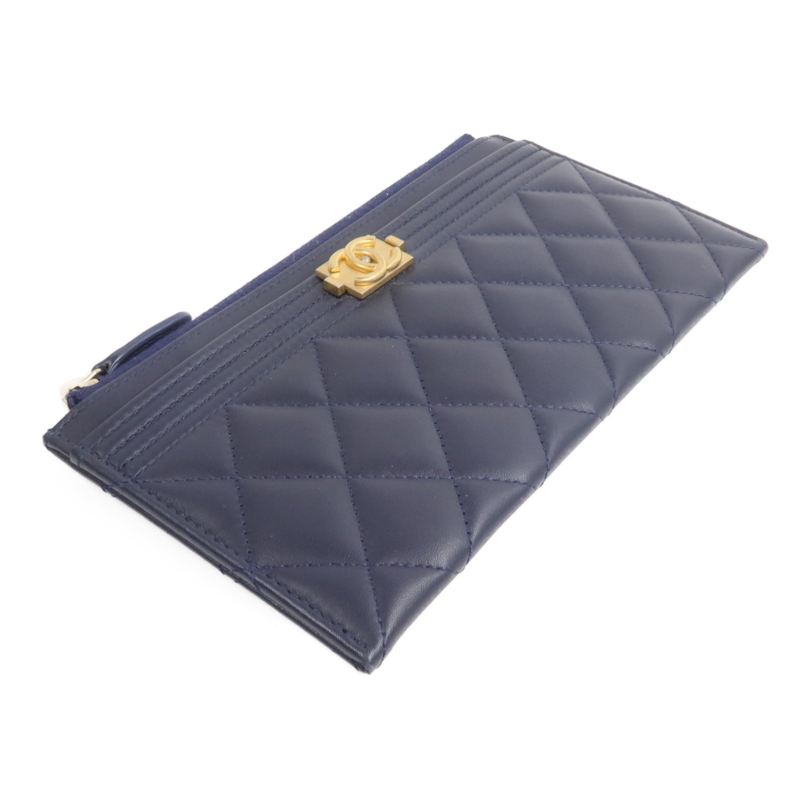 CHANEL 羊皮皮革Boy Zipper Long Wallet長錢包