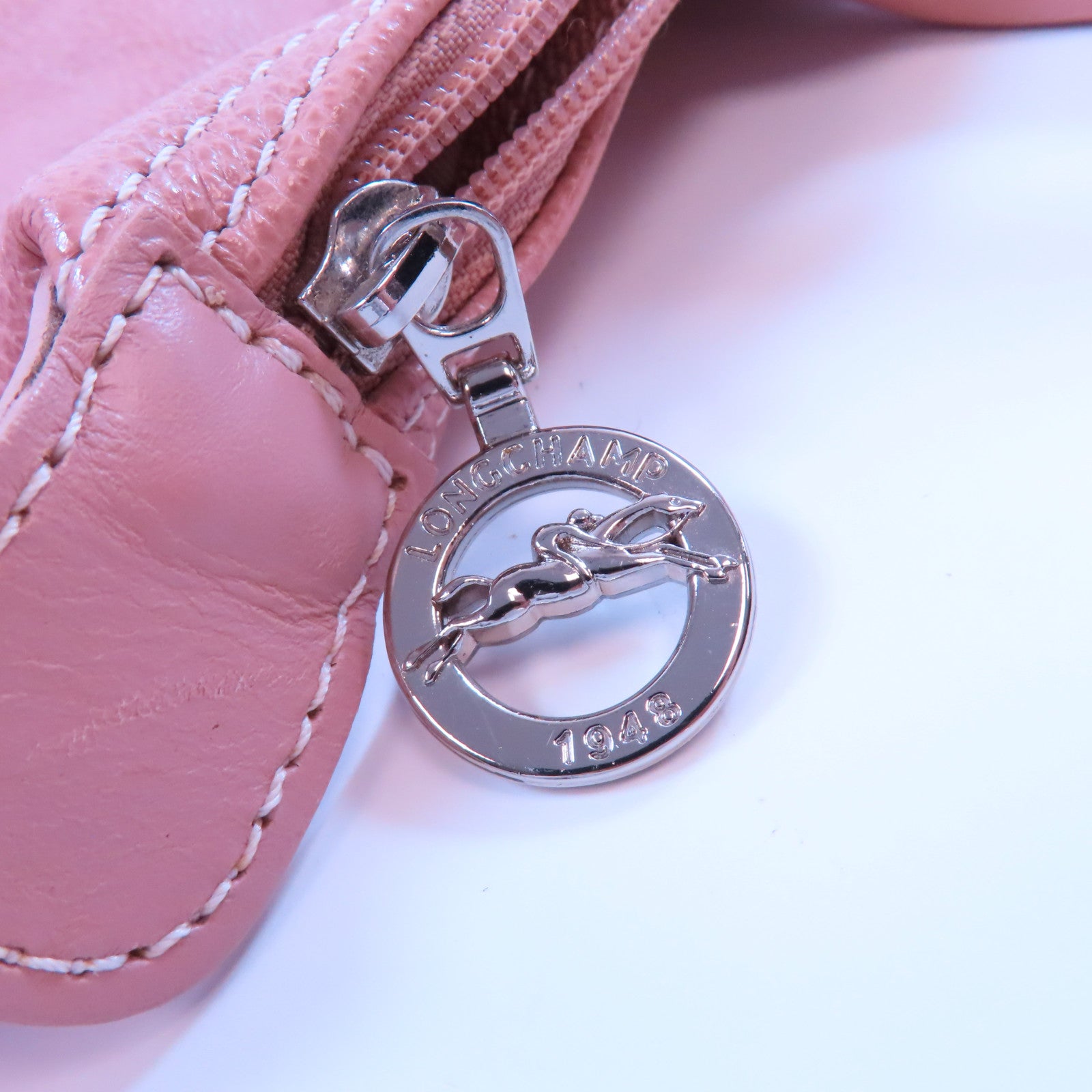 Longchamp 牛皮皮革Shoulder Bag金扣肩背袋粉紅色