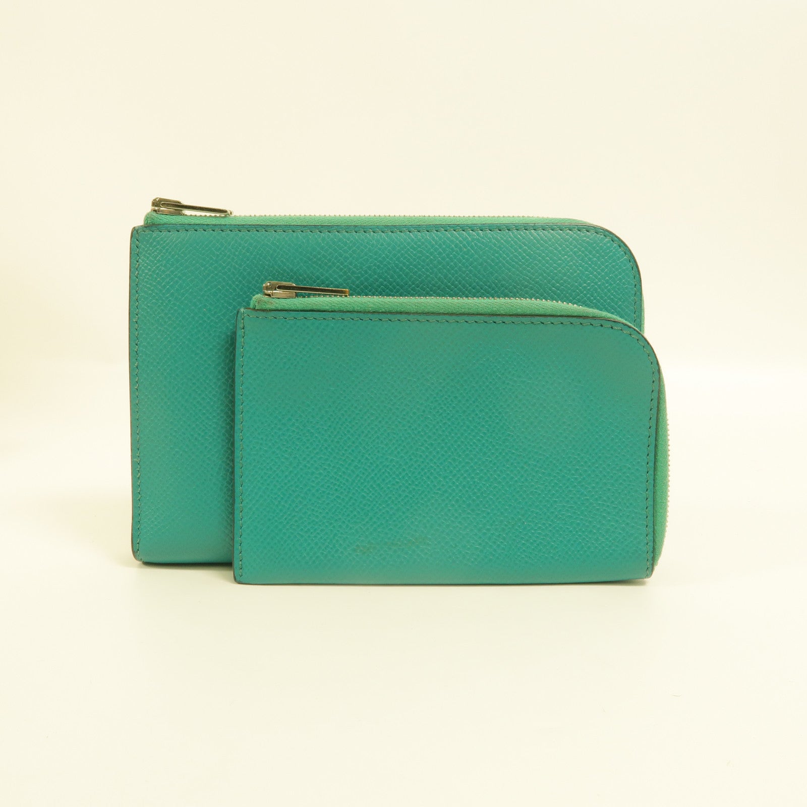 HERMES Epsom皮革Remix Duo Chimeres Wallet長錢包Bleu Paon