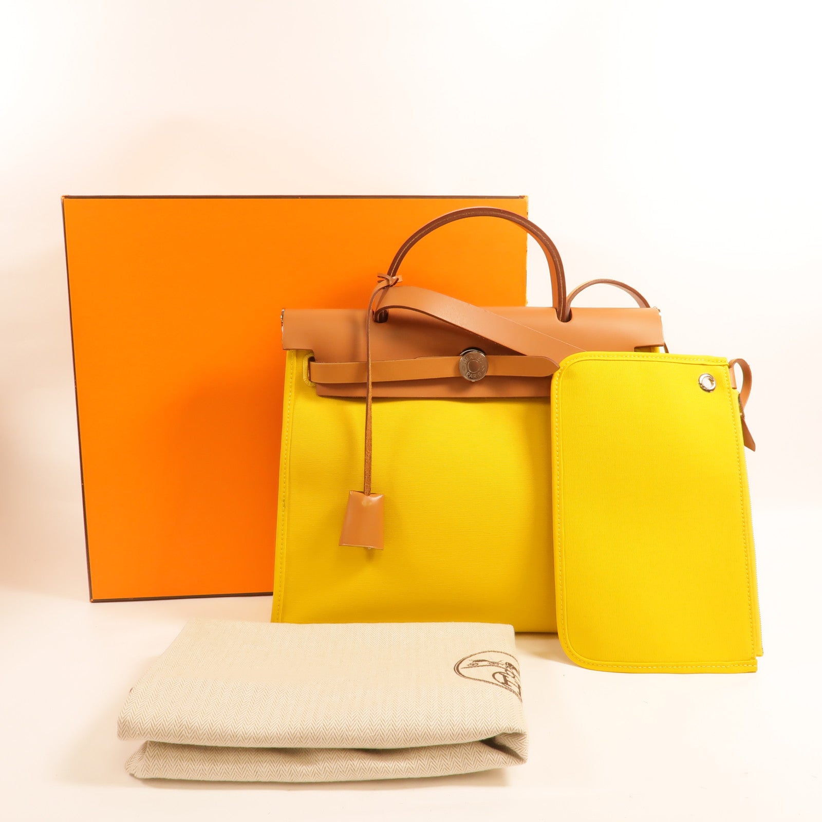 HERMES 帆布Herbag PM手挽肩背兩用袋Lime