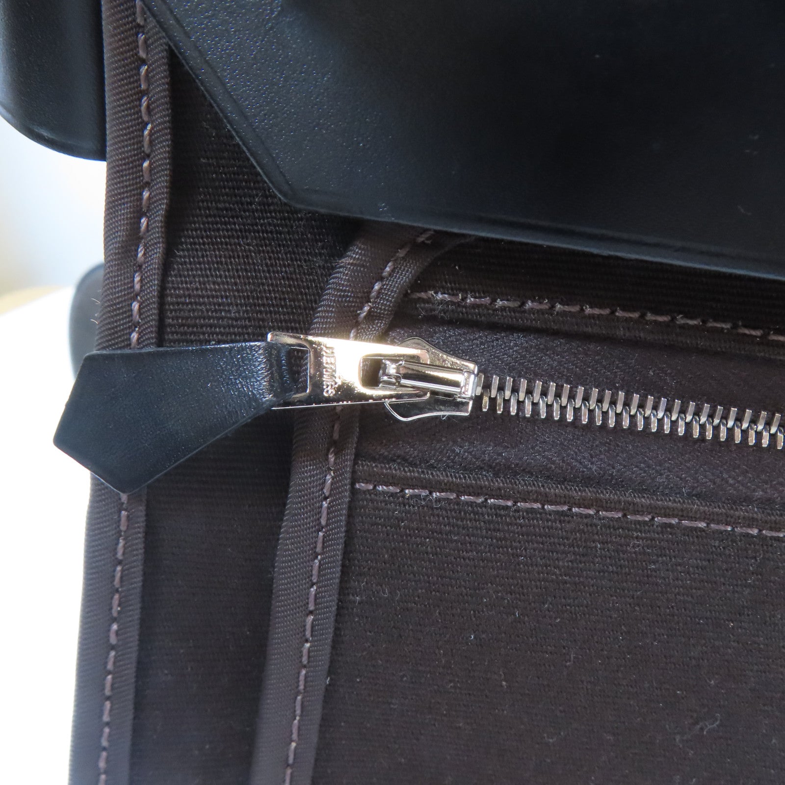 HERMES 【激減優惠】帆布Herbag PM銀扣手挽肩背兩用袋啡色
