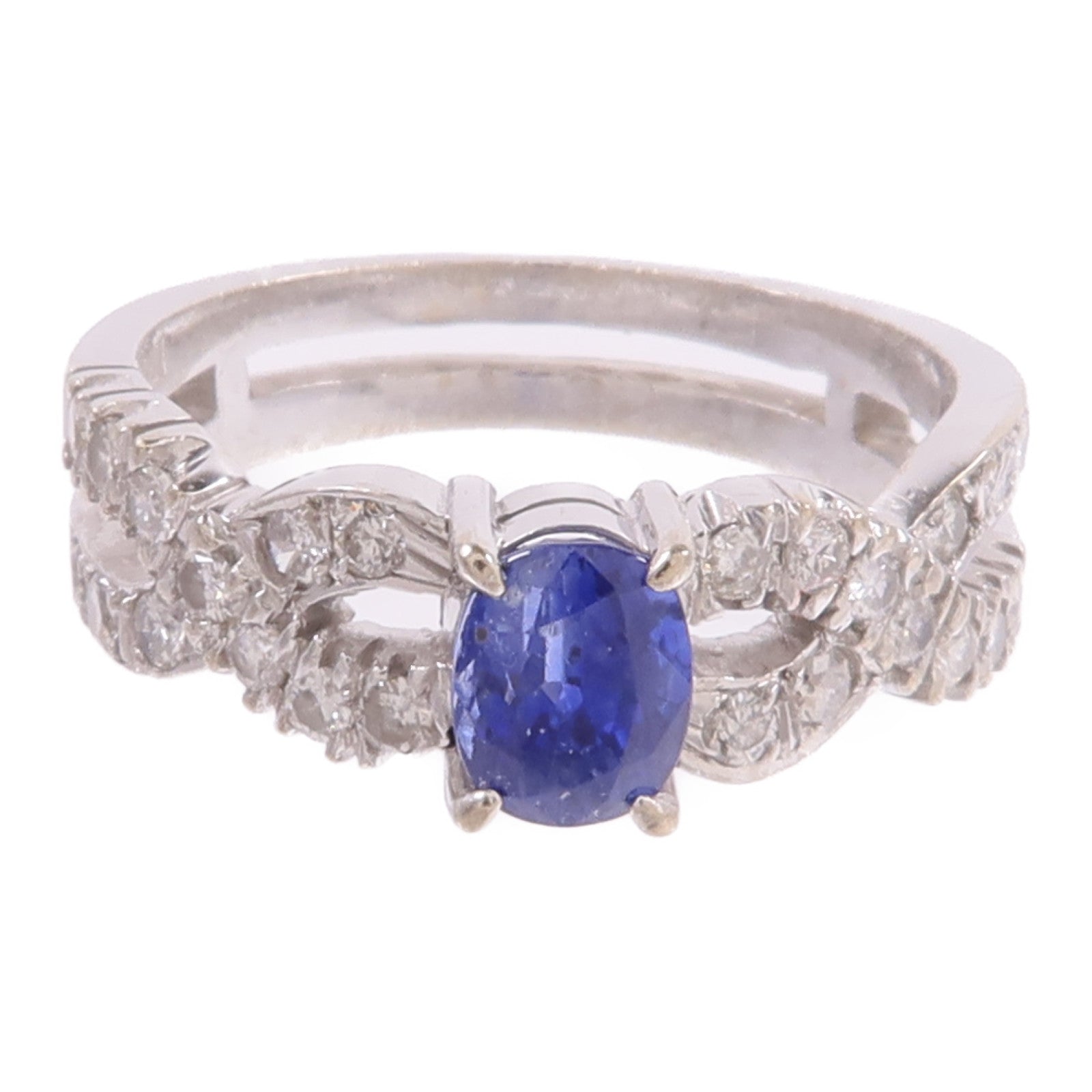 JEWELRY 14K白金Sapphire Diamond Ring藍寶石/鑽石戒指