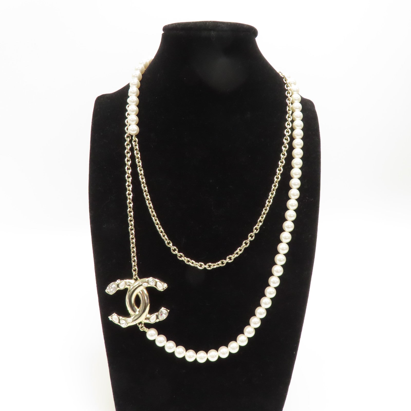 CHANEL PVC/金屬Necklace項鍊白色/金色