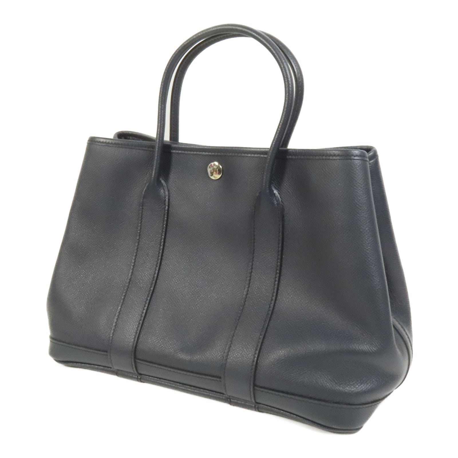 HERMES Epsom皮革Garden Party TPM銀扣手挽袋Bleu Indigo