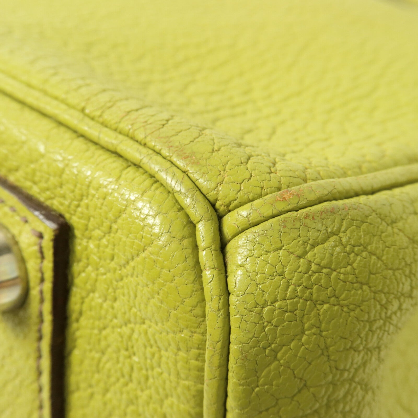 HERMES Chevre皮革Birkin 32 HAC手挽袋Vert Anis