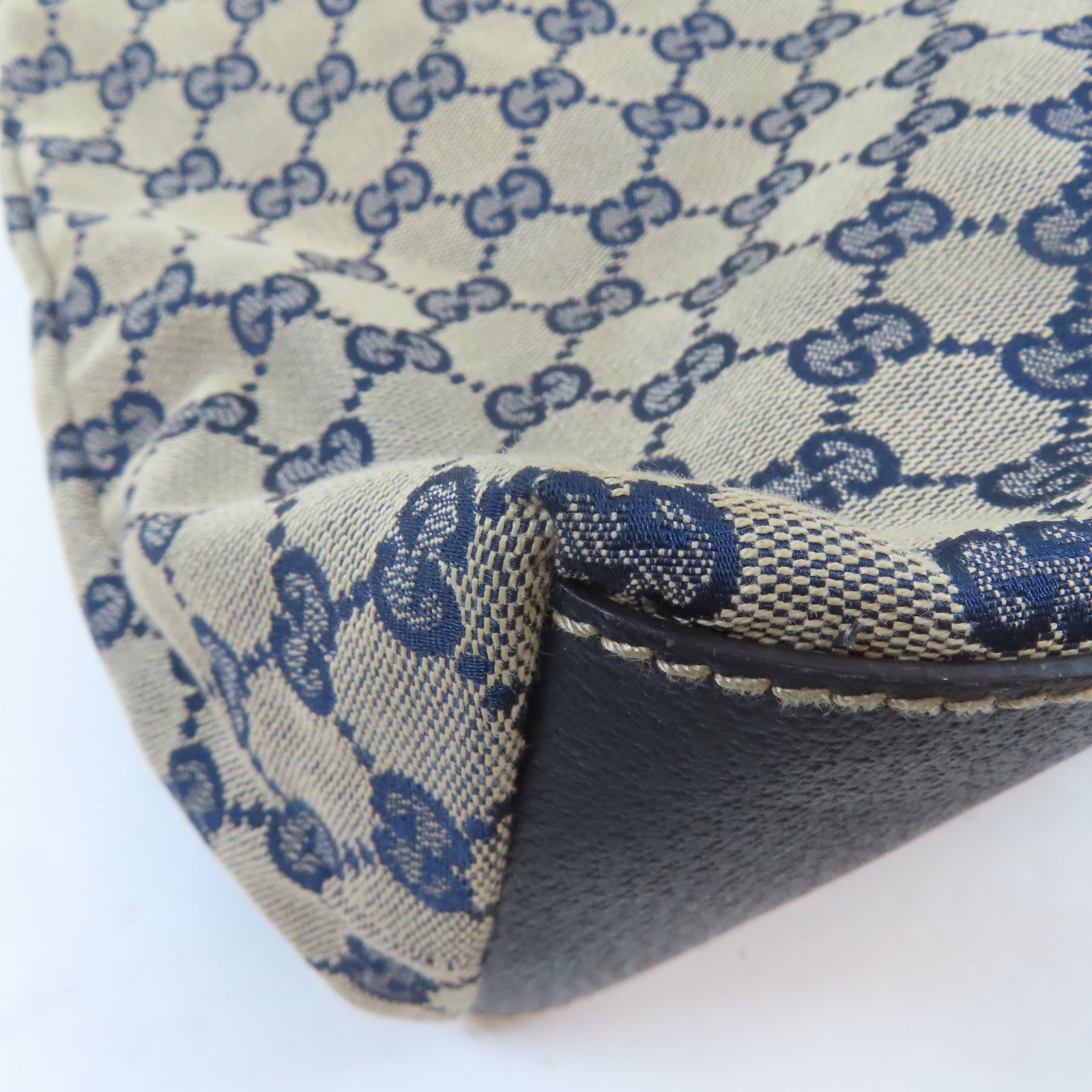 GUCCI 帆布Tote Bag銀扣手挽袋啡色/藍色