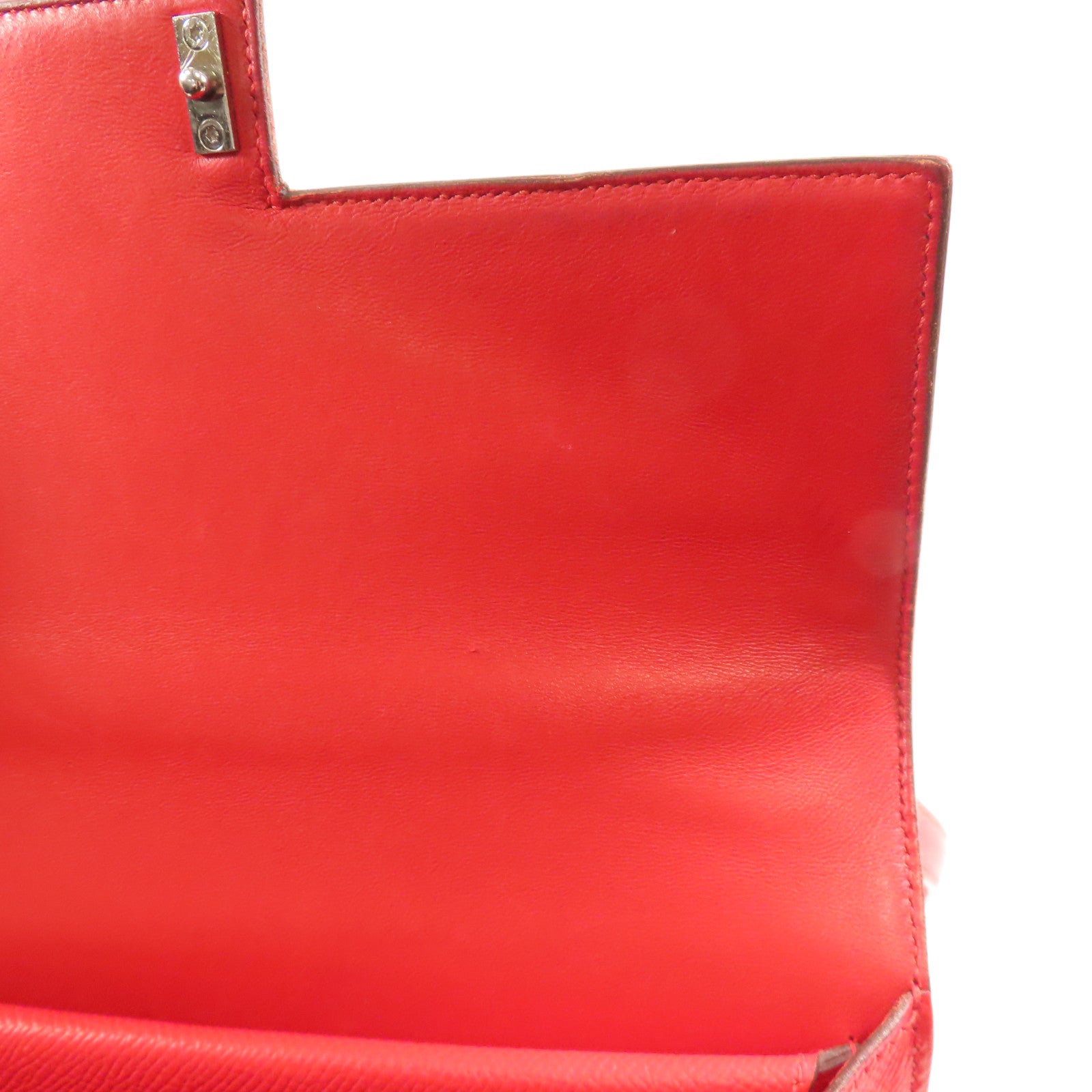 HERMES Epsom皮革Verrou 23銀扣肩背袋Rouge de Coeur