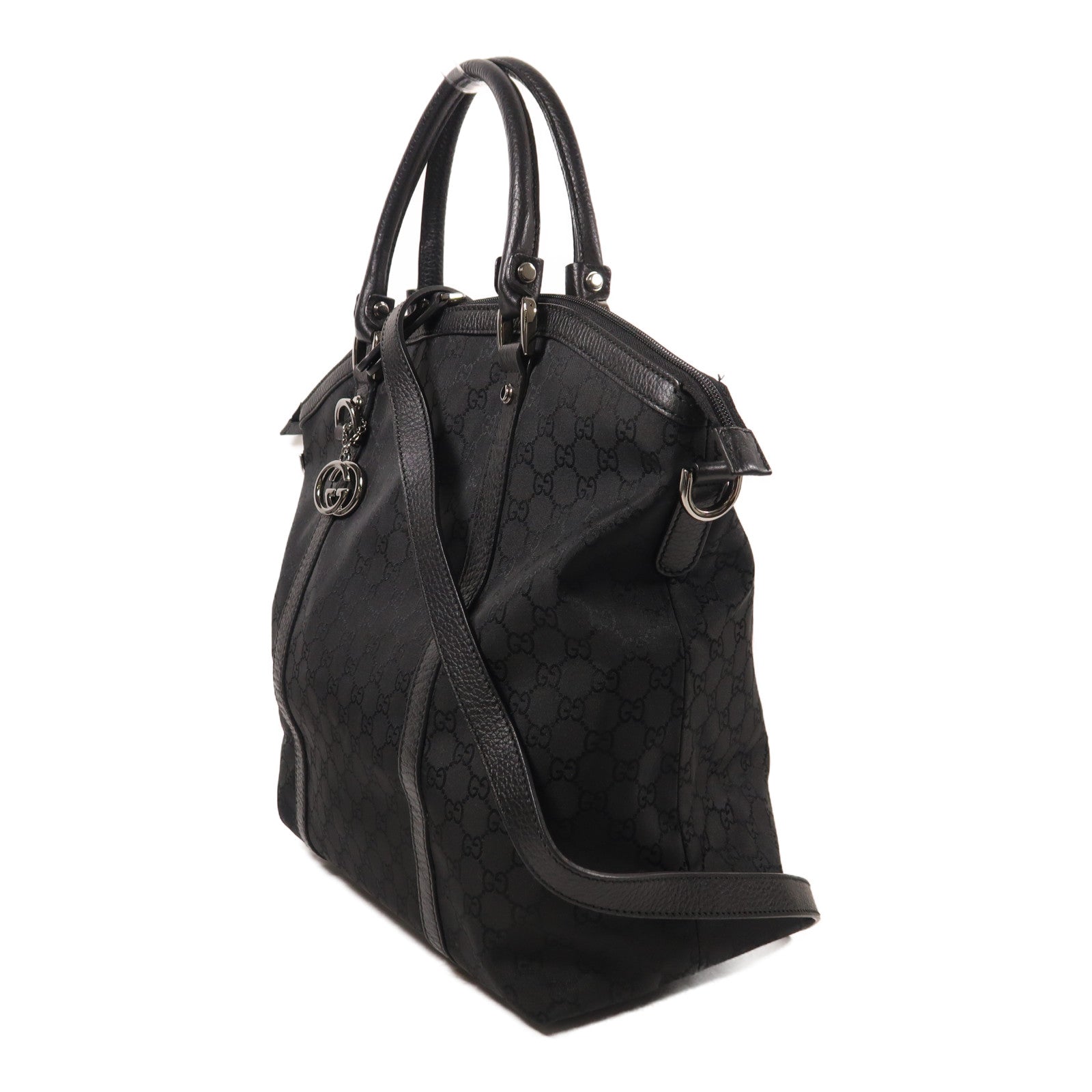 GUCCI 帆布2 Way Shoulder銀扣手挽肩背兩用袋