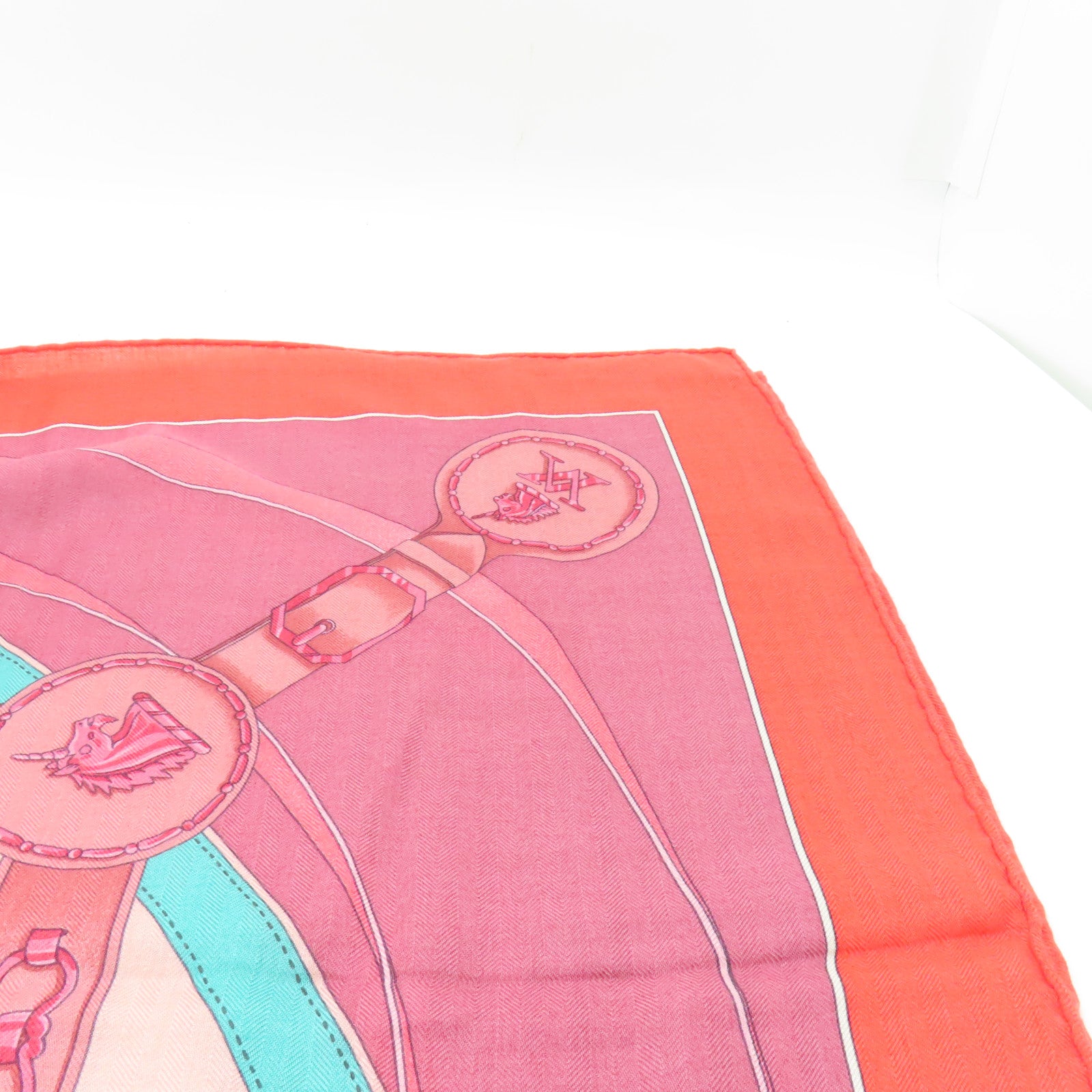 HERMES 【激減優惠】羊絨/絲質Shawl 140x140cm披肩紅色/粉紅色/綠色