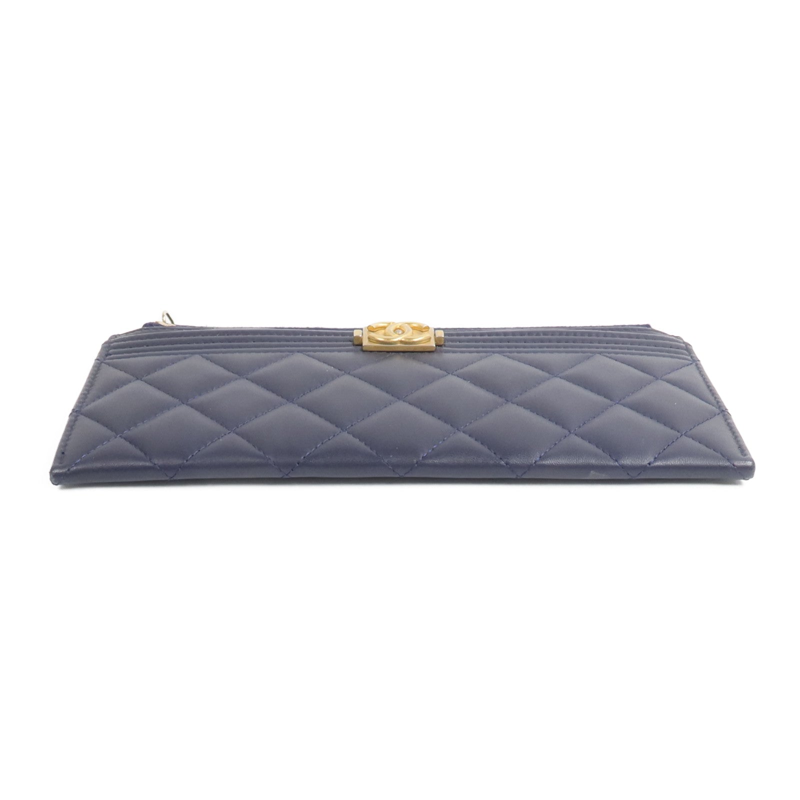 CHANEL 羊皮皮革Boy Zipper Long Wallet長錢包