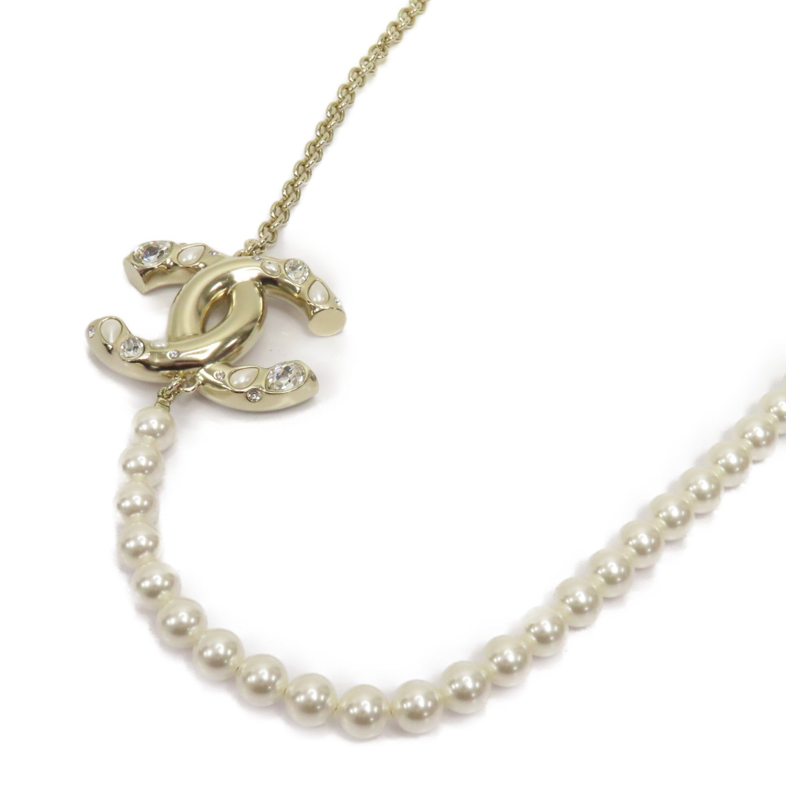 CHANEL PVC/金屬Necklace項鍊白色/金色