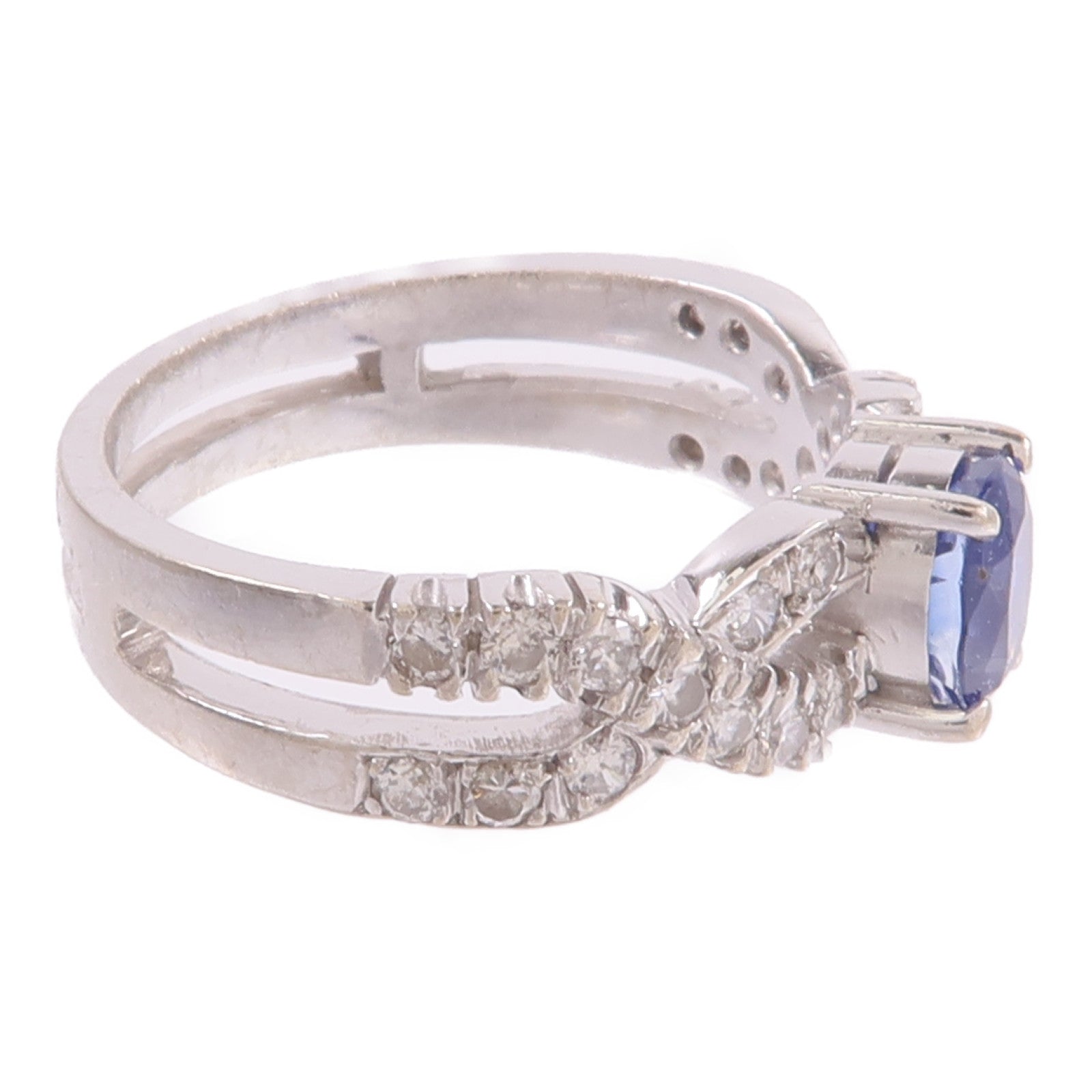 JEWELRY 14K白金Sapphire Diamond Ring藍寶石/鑽石戒指