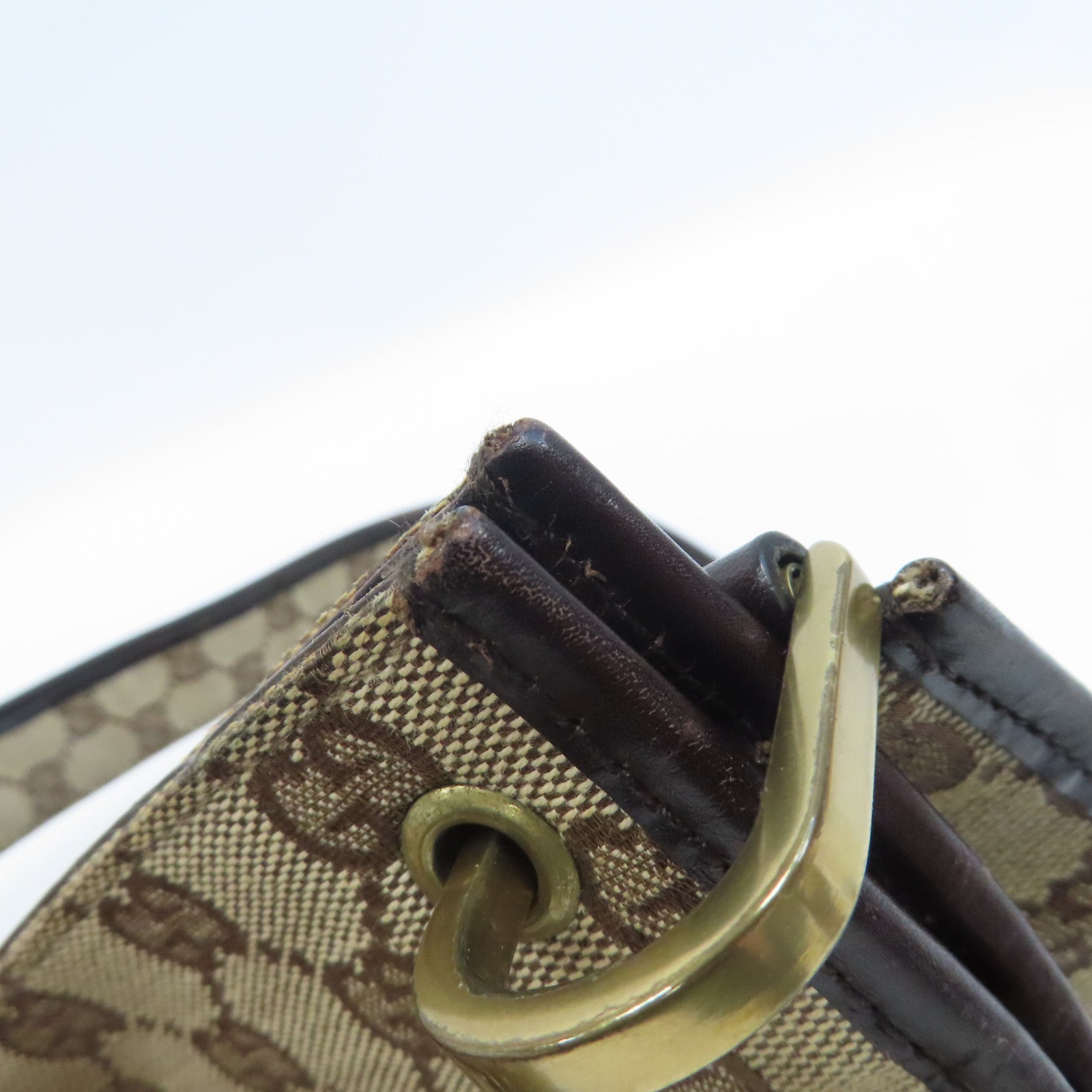 GUCCI 帆布Shoulder Bag金扣肩背袋啡色