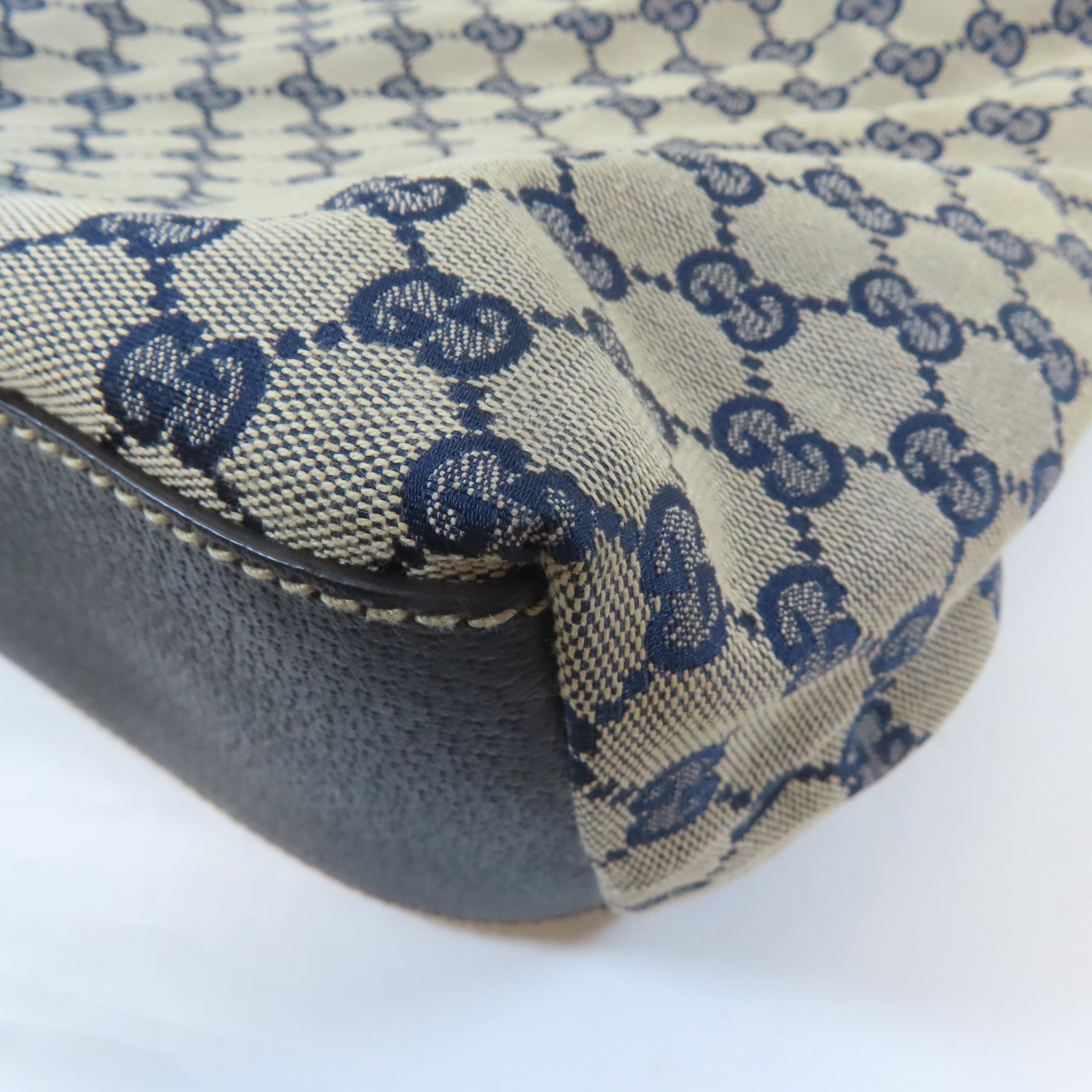 GUCCI 帆布Tote Bag銀扣手挽袋啡色/藍色