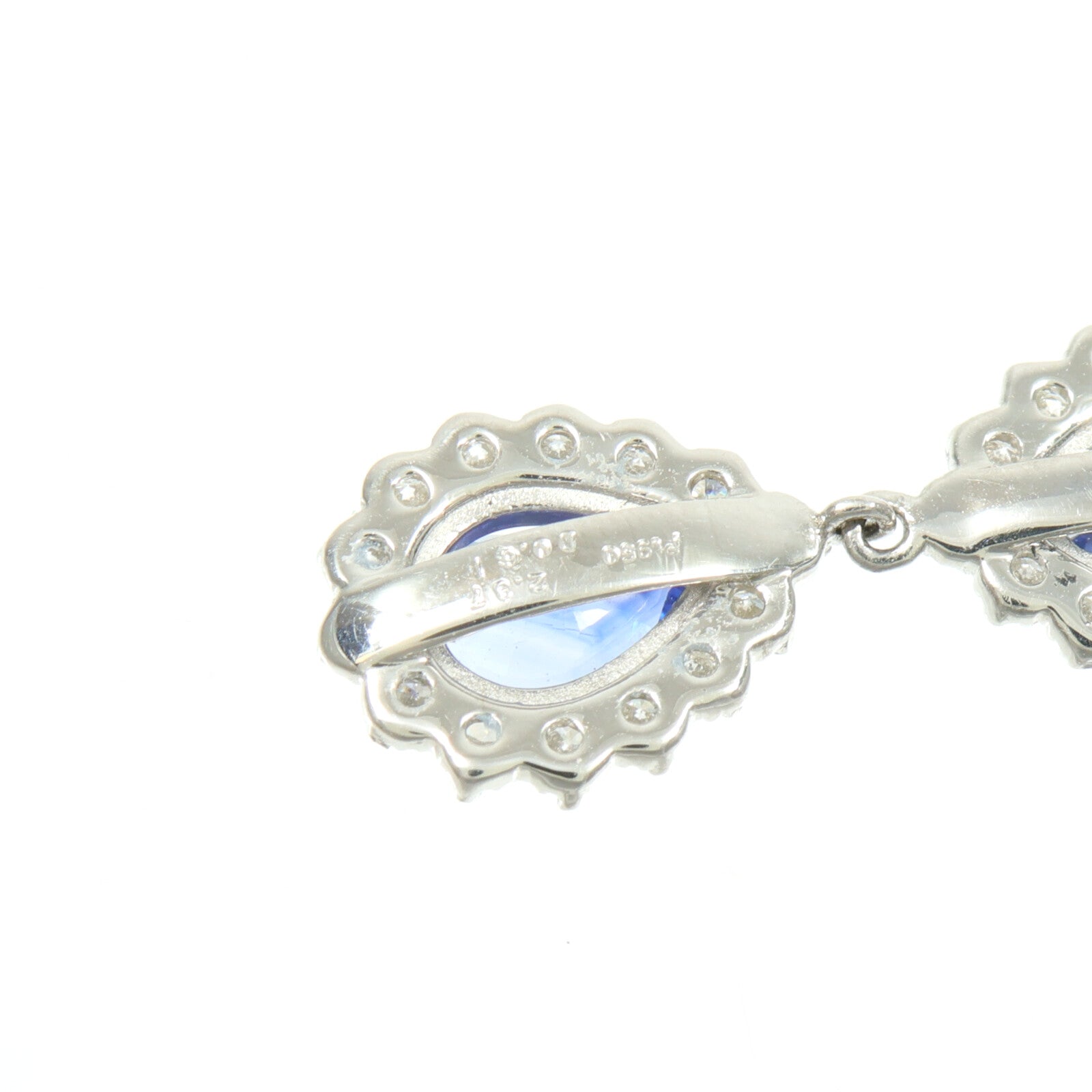 JEWELRY PT950鉑金Sapphire Diamond Earrings藍寶石/鑽石耳環