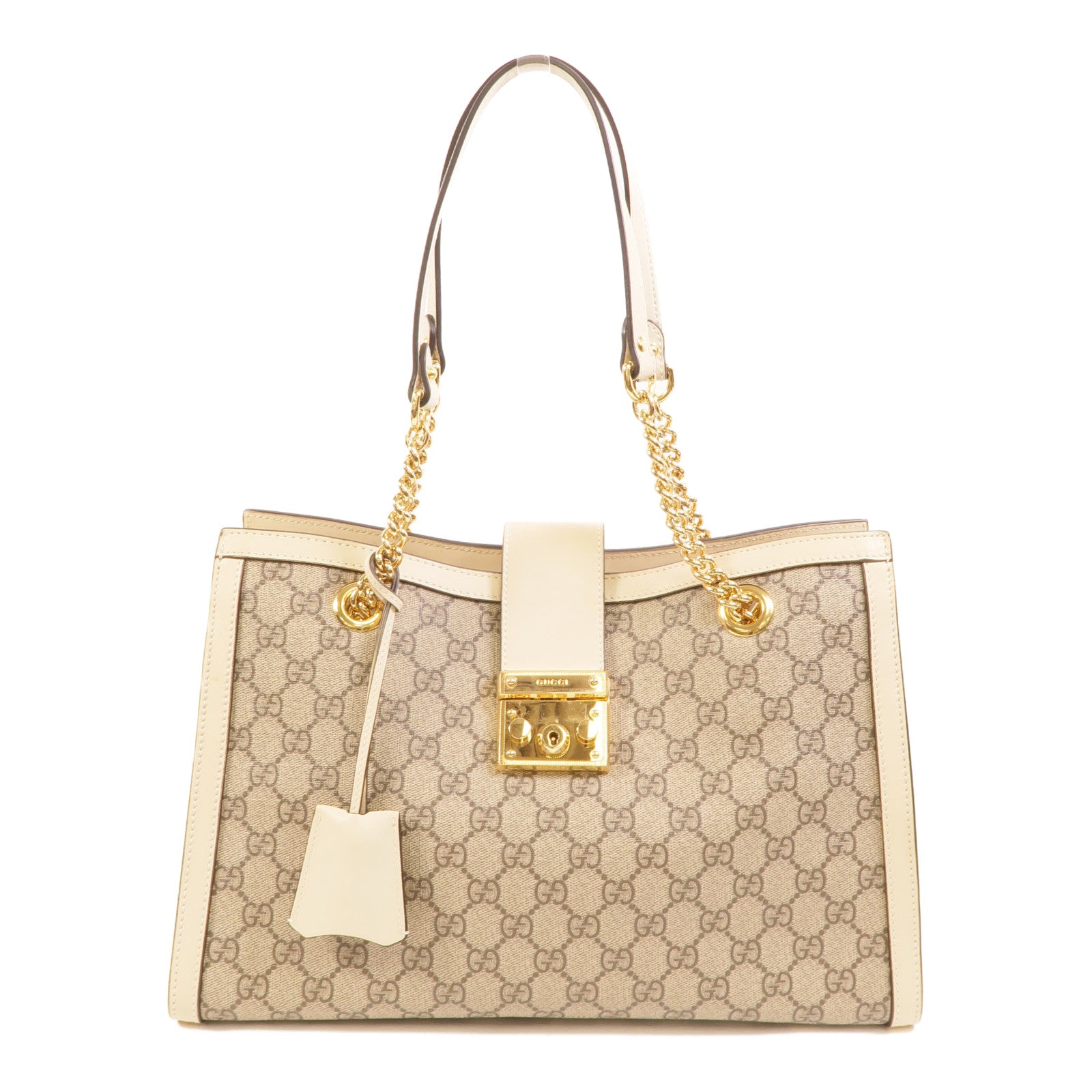GUCCI 塗層帆布Padlock GG金扣肩背袋