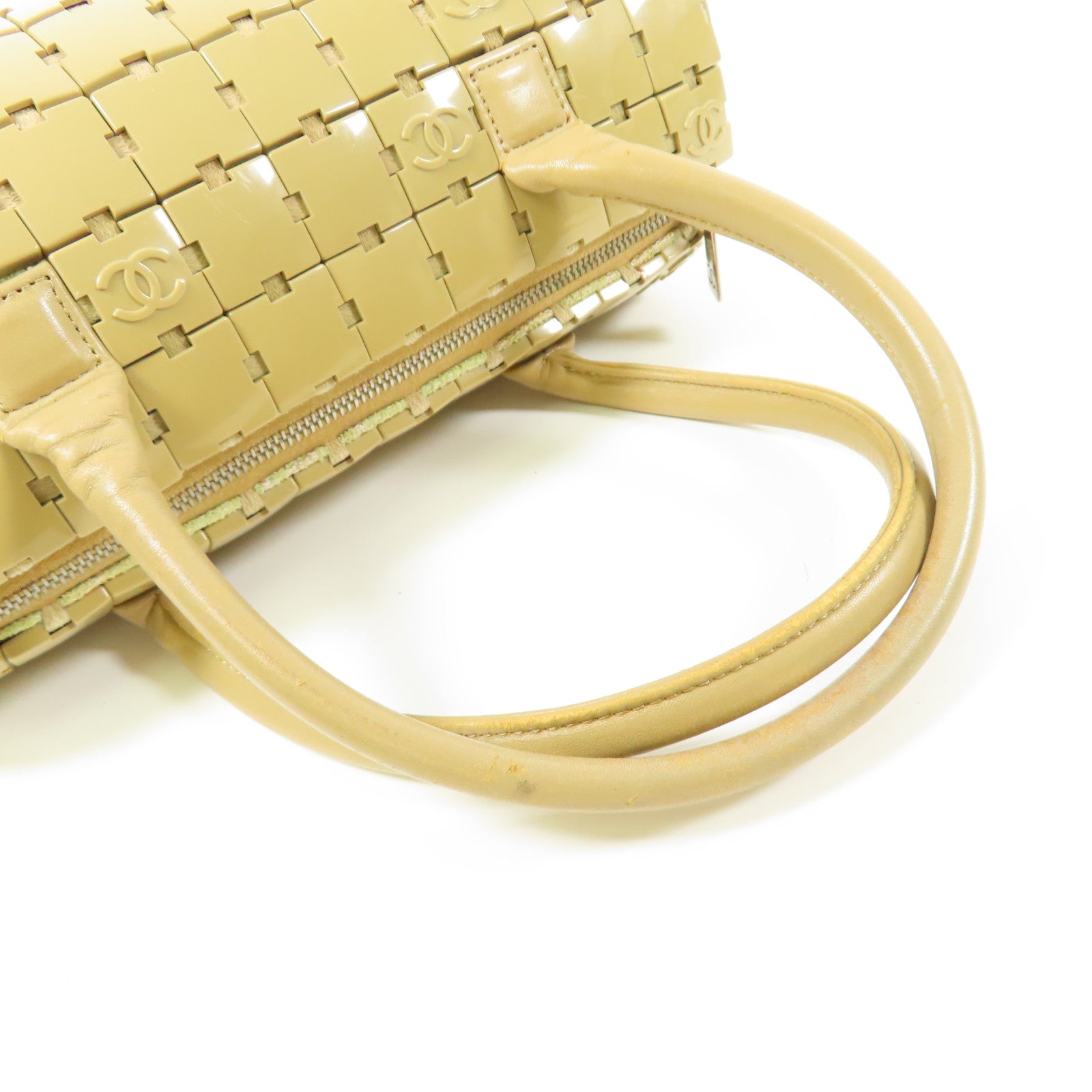 CHANEL PVC/皮革Hand Bag銀扣手挽袋
