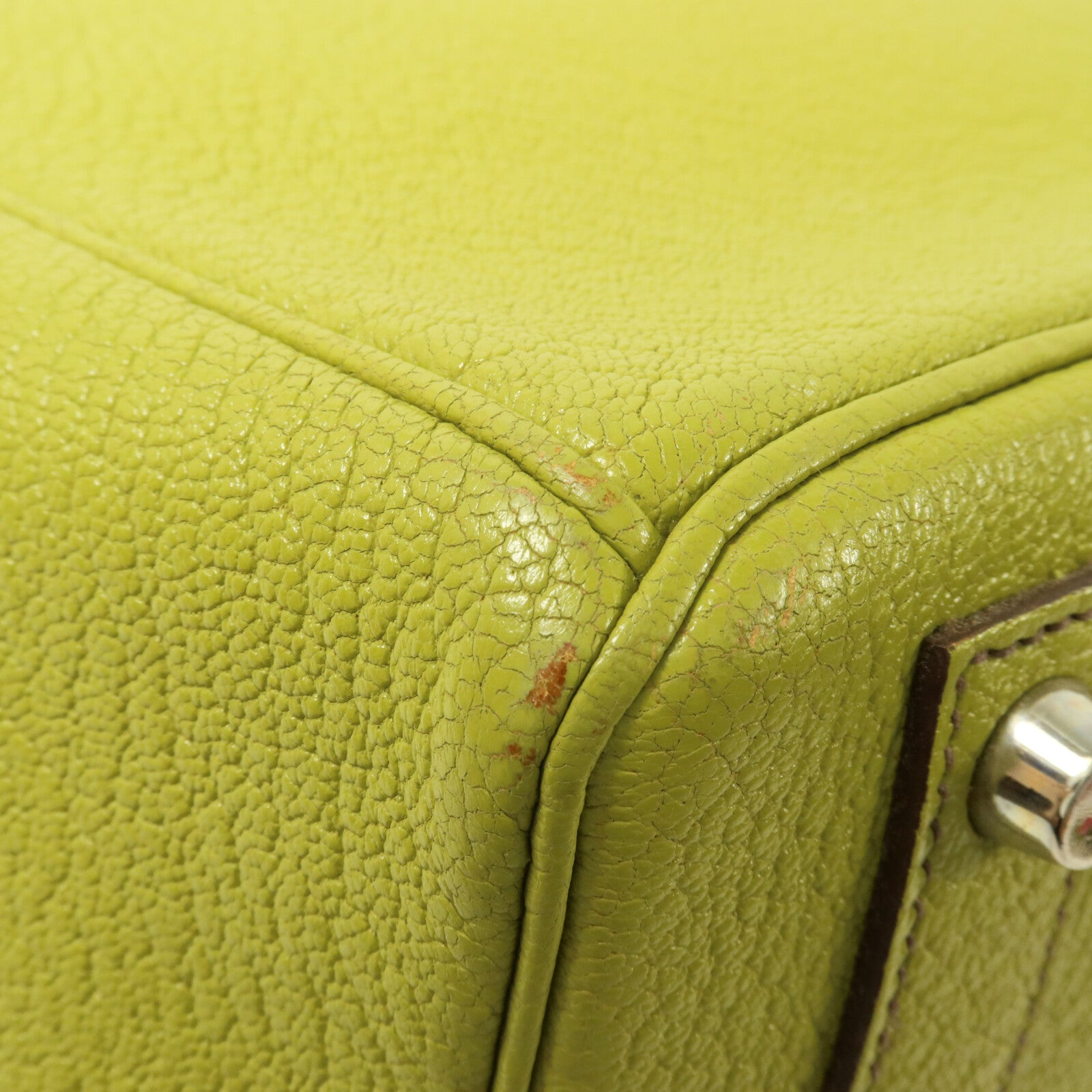 HERMES Chevre皮革Birkin 32 HAC手挽袋Vert Anis