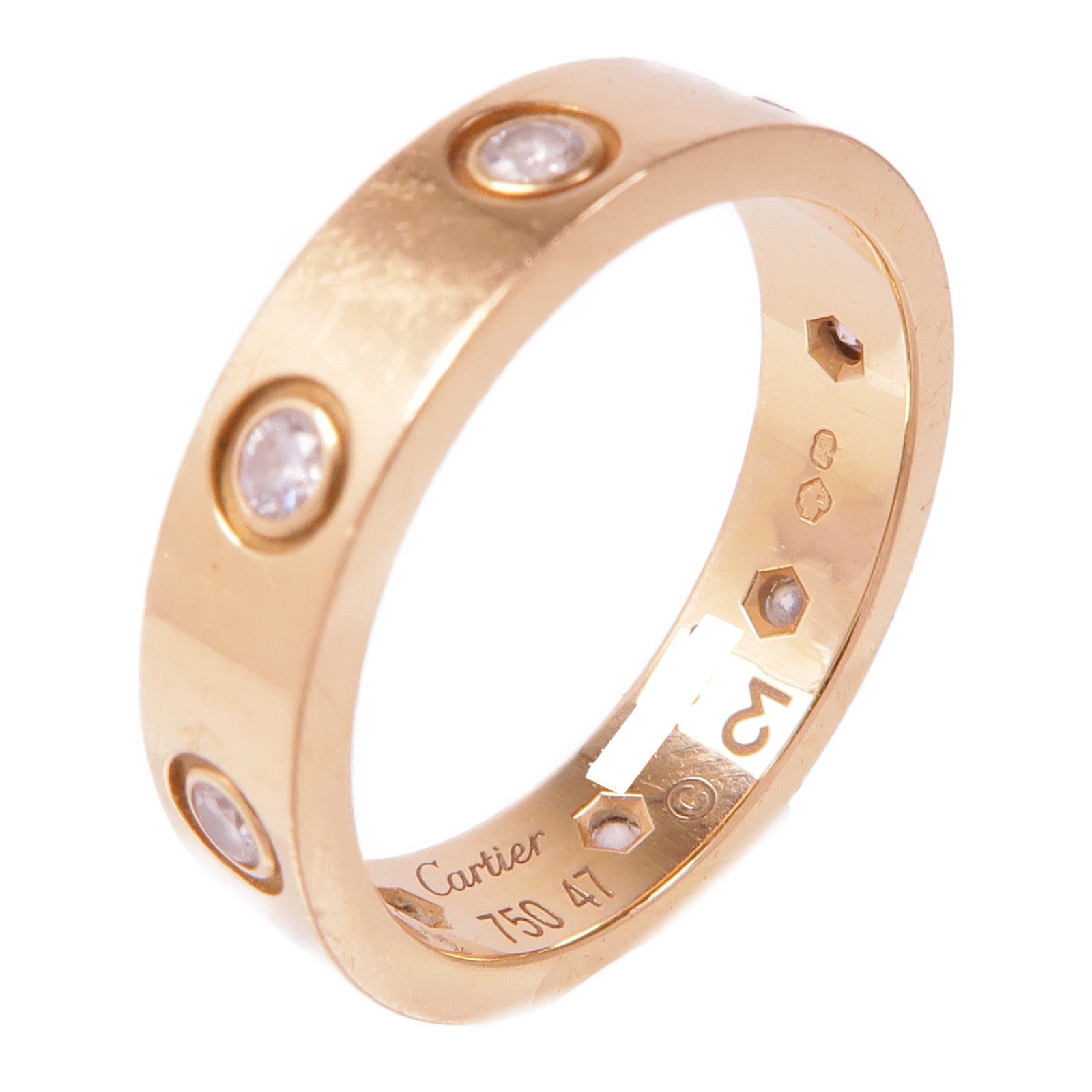 CARTIER 18K黃金Love Ring 8 Diamond鑽石戒指US#4