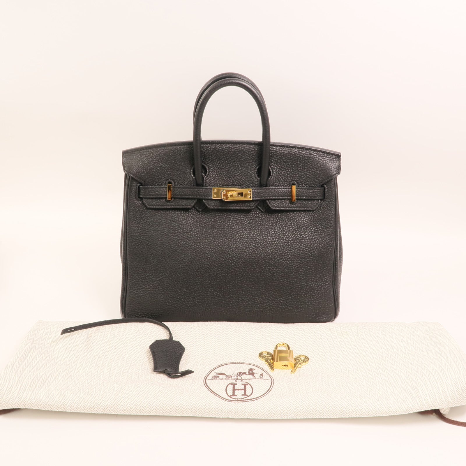 HERMES Togo皮革Birkin 25金扣手挽袋Noir