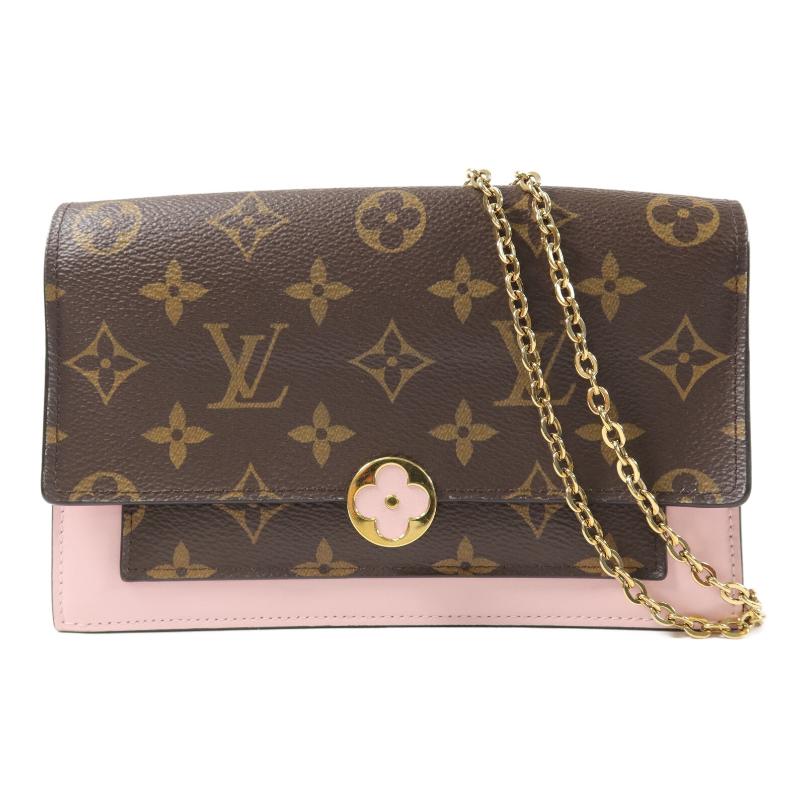 LOUIS VUITTON Monogram Flore Chain Wallet鏈帶肩背袋
